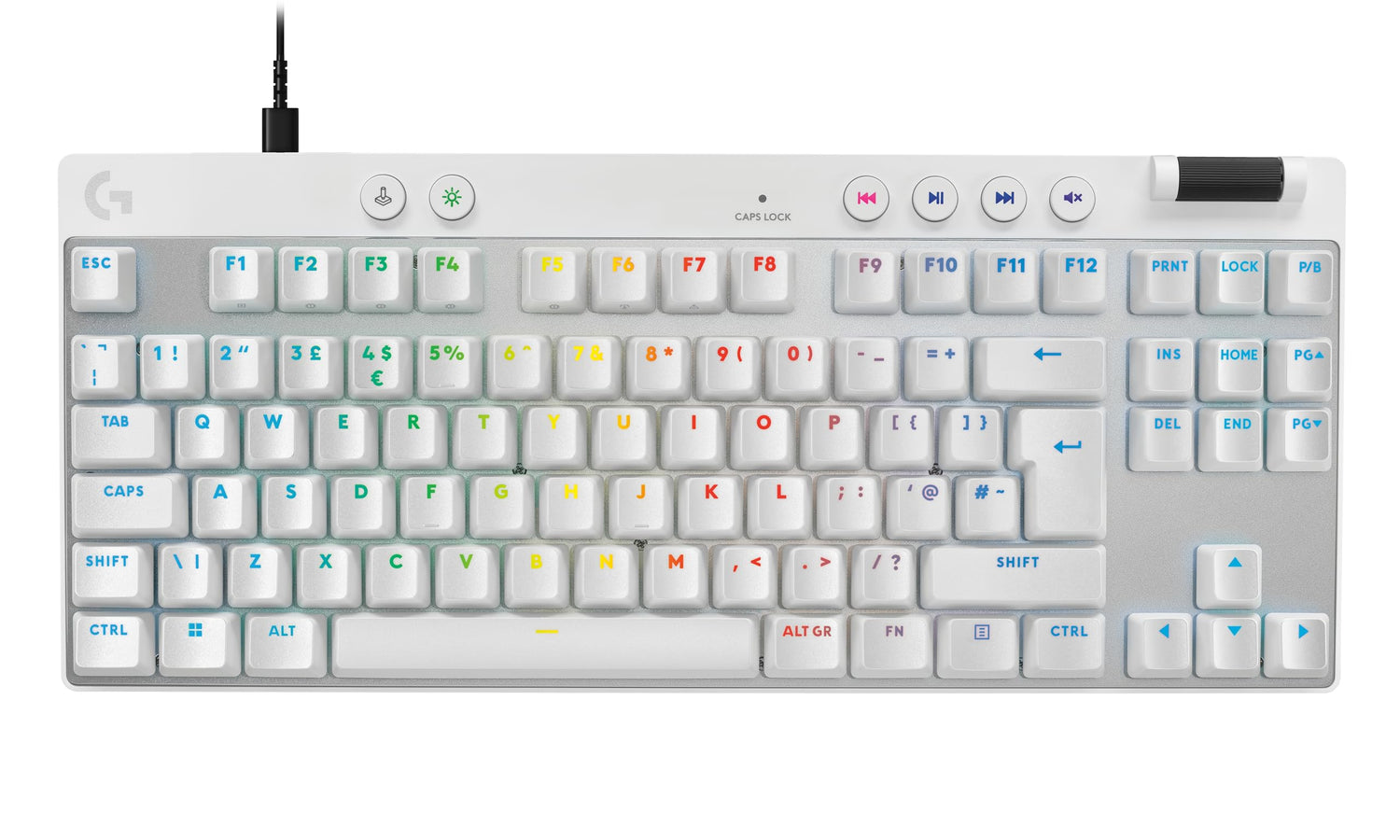 Logitech G Pro X TKL GALVATRON, Teclado para Gaming, ultraportable, sin sección numérica, RGB LIGHTSYNC, Teclas de PBT, US INTL - Blanco