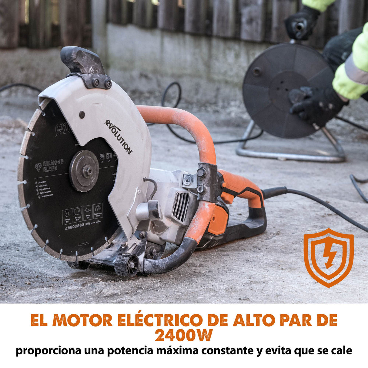 Evolution R300DCT Sierra para hormigón de 300 mm de Evolution: motor de 2400 W, sin gasolina, corte de 115 mm, incl. hoja de diamante para mampostería