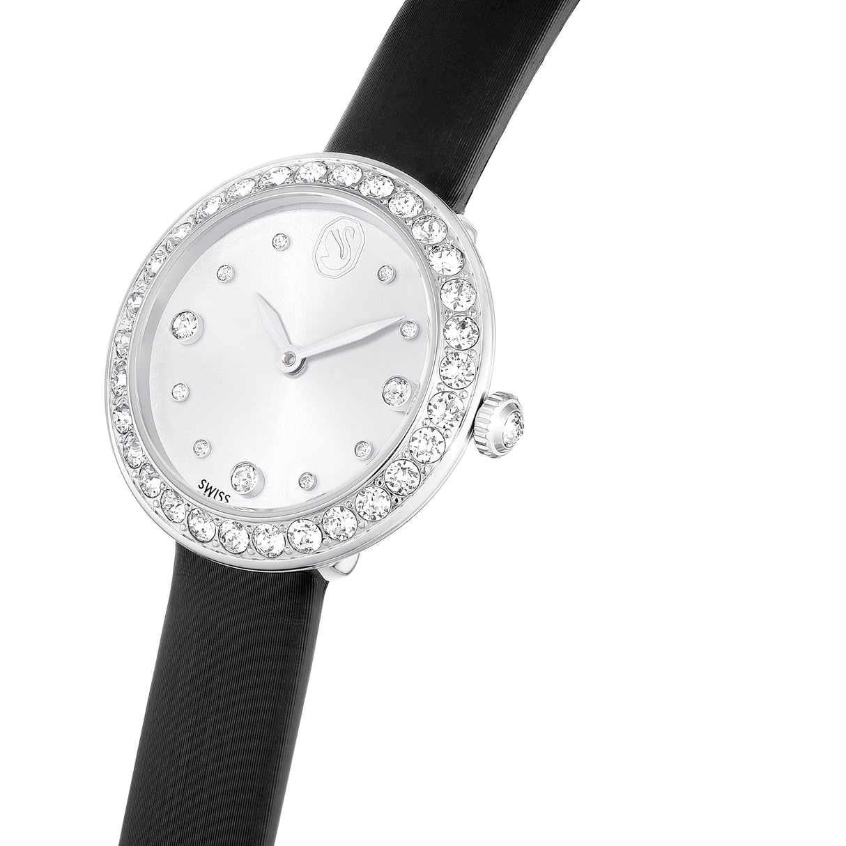 Swarovski Reloj Matrix Tennis, Fabricado en Suiza, Correa de Piel, Negro, Acero Inoxidable