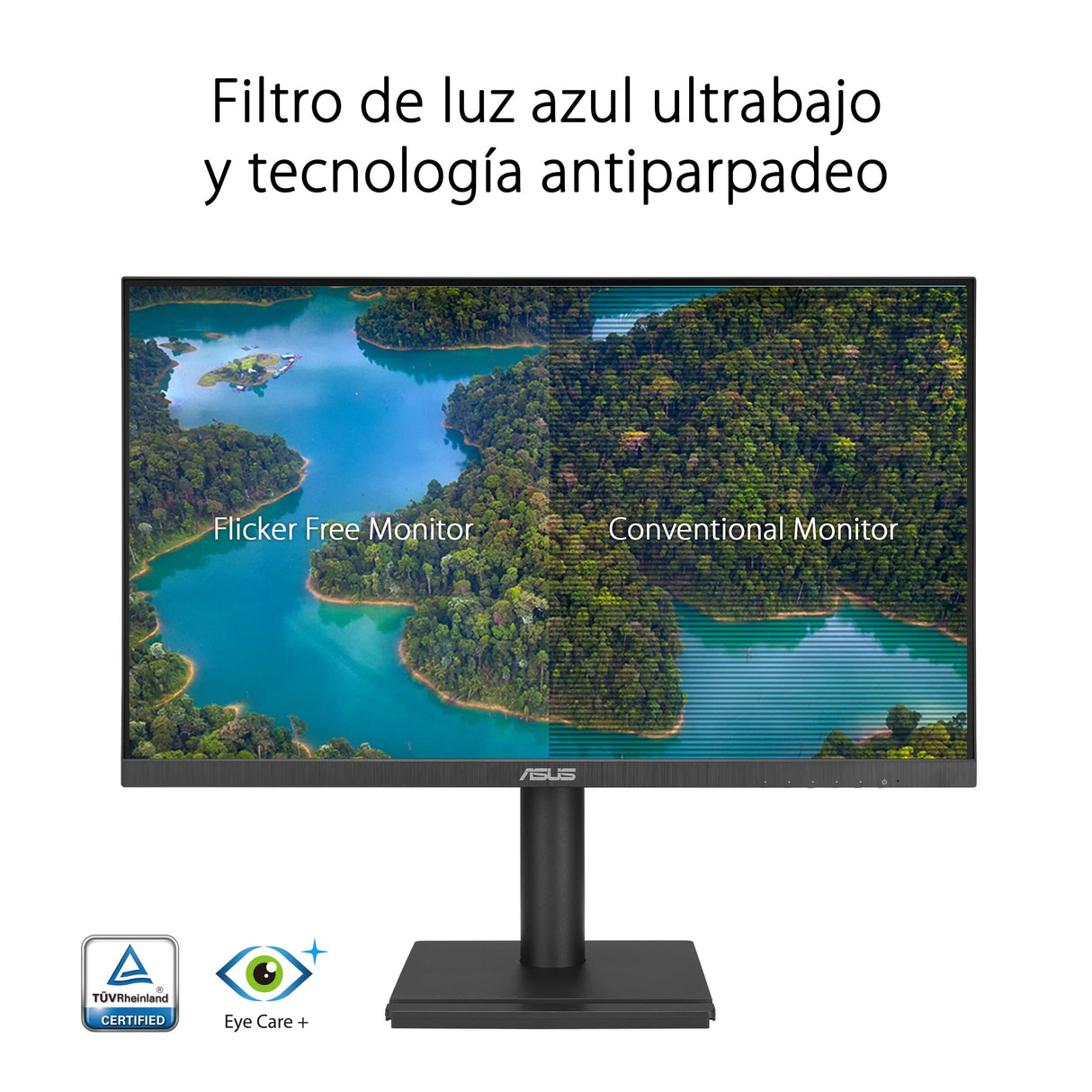 ASUS VA27DQFS Monitor profesional de 27 Pulgadas, IPS, Full HD, sin marco, 100 Hz, Adaptive-Sync, MPRT de 1 ms, HDMI, DisplayPort, VGA, luz azul baja, antiparpadeo, diseño ergonómico, montaje en pared