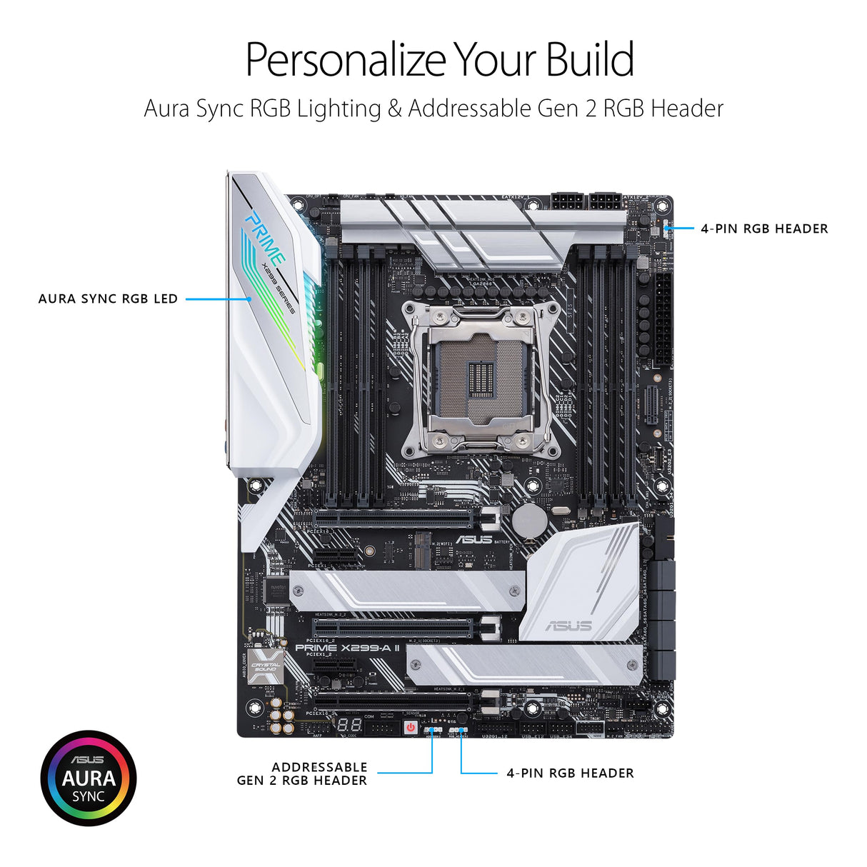 ASUS Prime X299-A II - Placa Base ATX LGA 2066 (Overclocking por IA, 12 etapas de Potencia IR3555, DDR4 4266 MHz, Tres M.2, USB 3.2 Gen. 2 de Tipo C e iluminación Aura Sync RGB)
