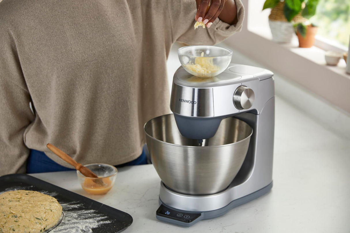 Kenwood Prospero+ KHC29A.O0SI - Amasadora, cuenco de acero inoxidable, 4,3 L, incluye juego de accesorios, 10 unidades + 3 ganchos y batidor, batidora de cristal, procesador de alimentos de 3 discos,
