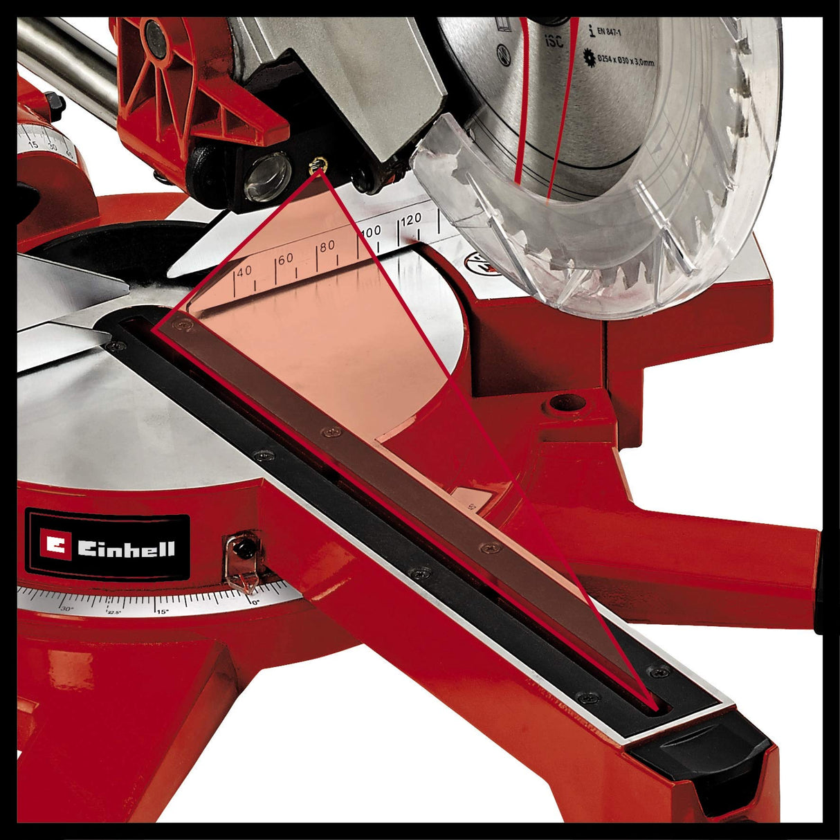 Einhell Ingletadora telescópica dual TE-SM 2534 Dual (1800 W, hoja de sierra Ø 250 mm, ancho de corte 310 mm, arranque suave, cabezal de sierra basculante, láser, luz LED)