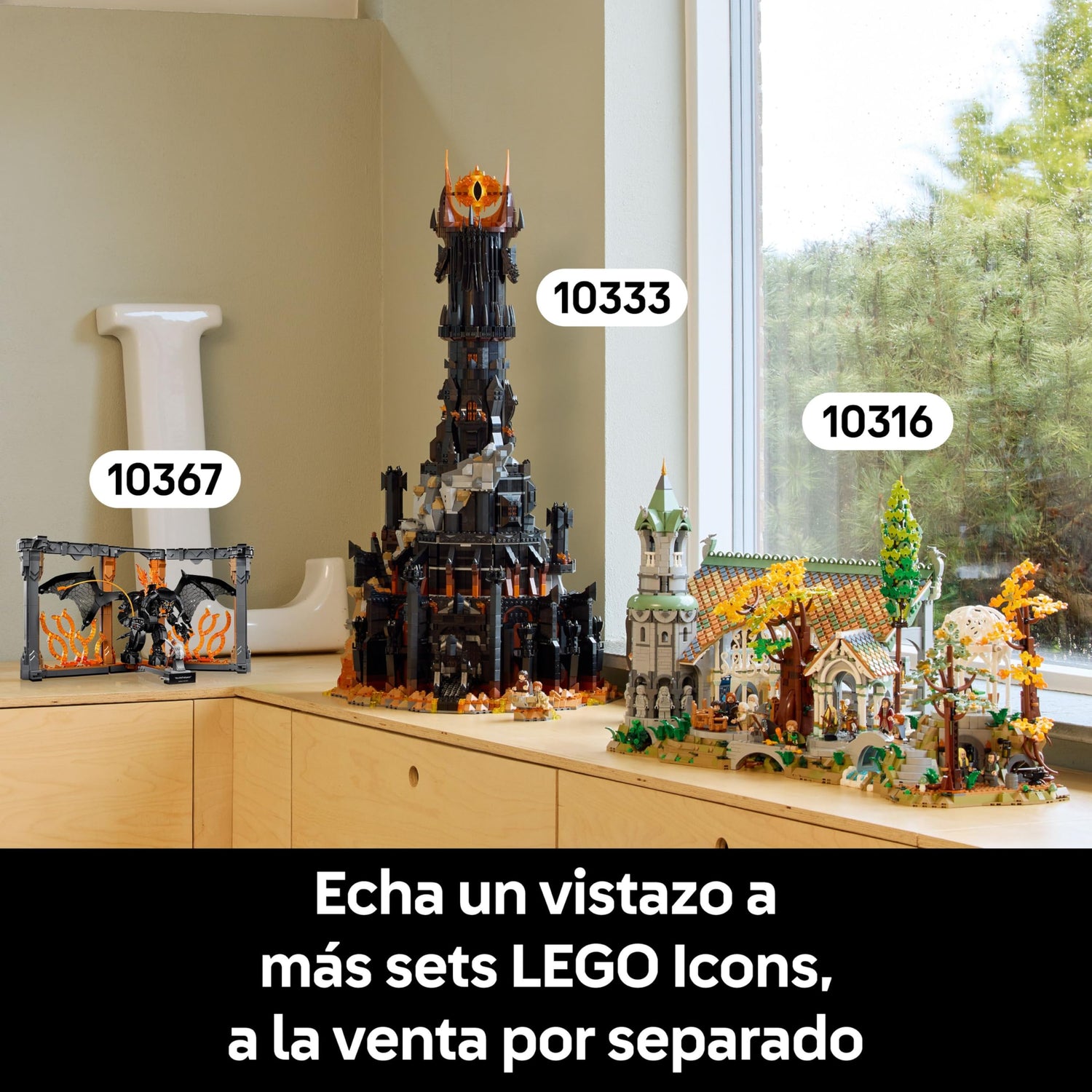 LEGO Icons Rincón Entre Libros: El Señor de los Anillos: Balrog Kit de Decoración, Set de Construcción, Regalo para Adultos y Amantes de la Épica Trilogía Cinematográfica 10367
