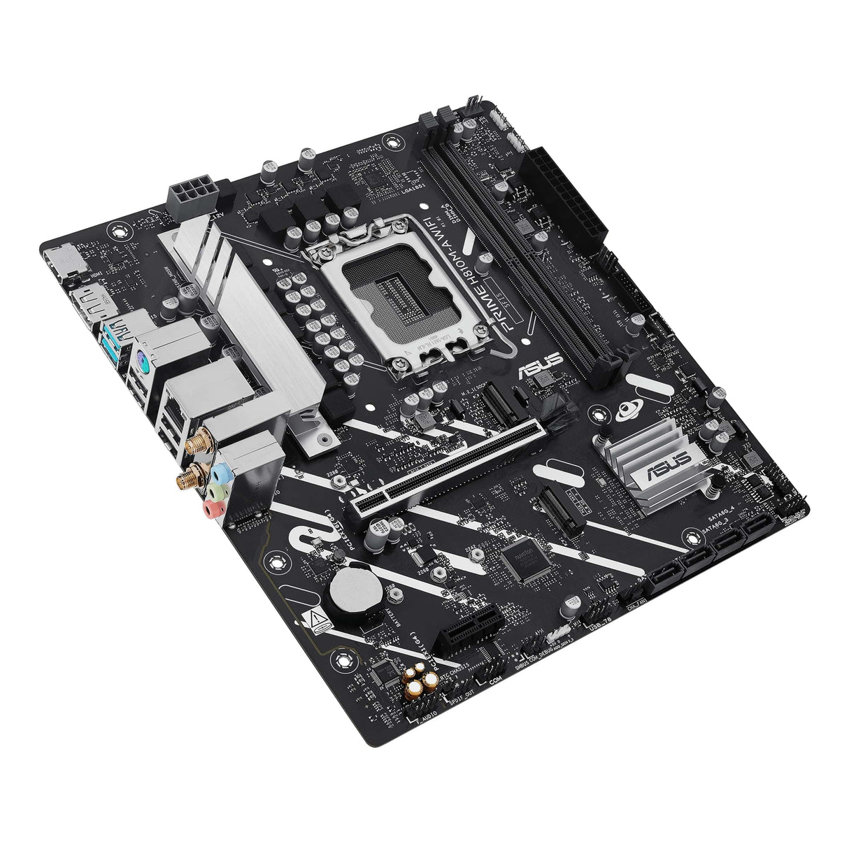 ASUS Prime H810M-A WiFi, Placa Base Intel mATX, 6+1+1+1 etapas de alimentación, Ranura DDR5, PCIe 4.0, 2 Ranuras M.2, WiFi 6E, Ethernet Intel 16 GB, DisplayPort, HDMI, USB-A 10 Gbps, USB-C 5 Gbps,