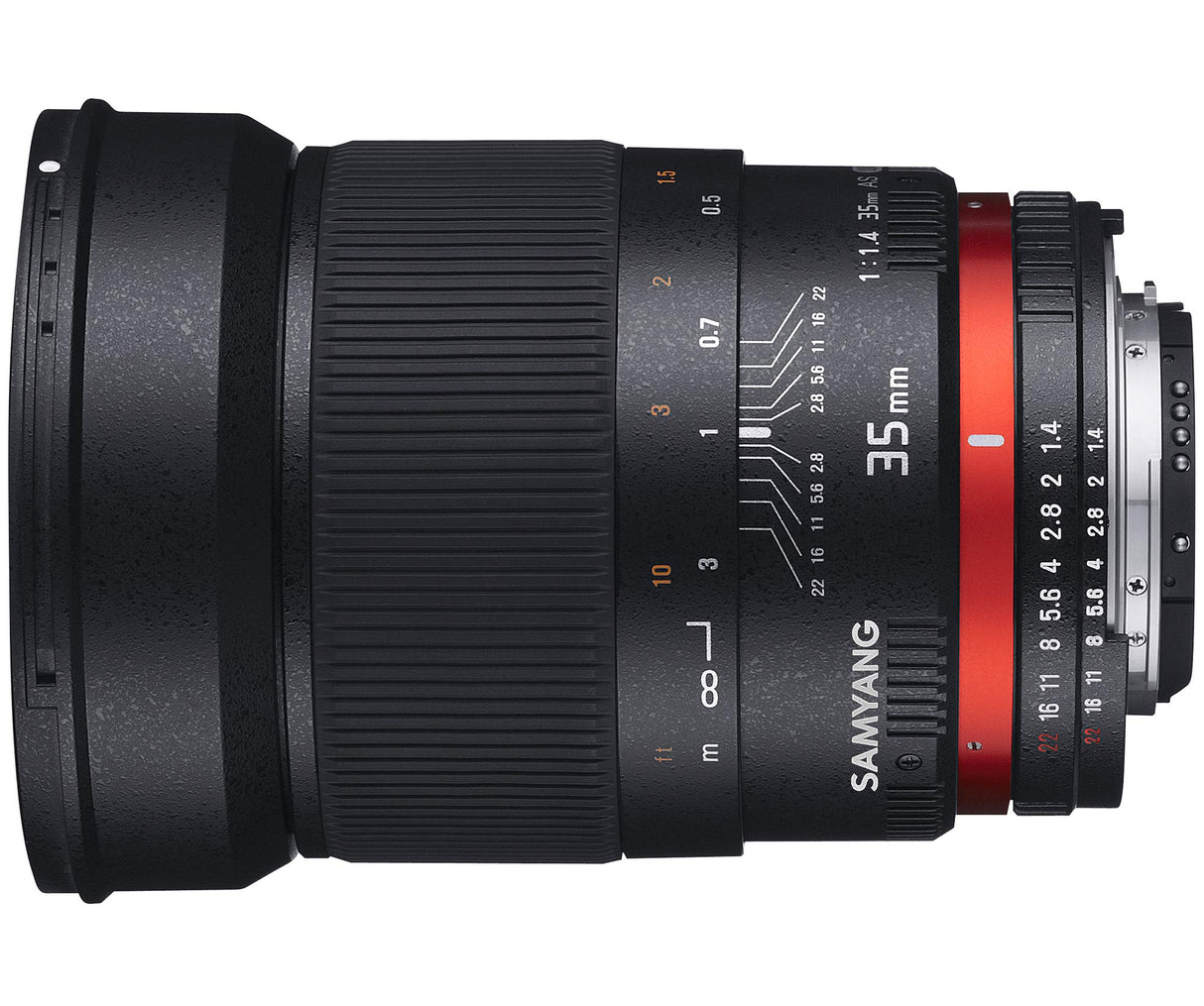 Samyang F1111006101 - Objetivo fotográfico DSLR para Sony E (Distancia focal Fija 35mm, Apertura f/1.4-22 AS UMC, diámetro Filtro: 77mm), Negro