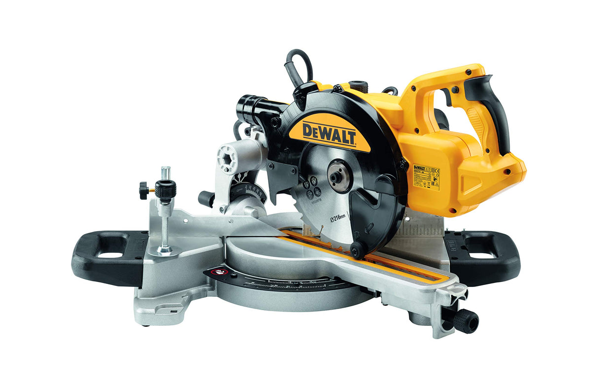 DeWALT DWS774-QS Ingletadora Telescópica 1400 W, Plata/ Amarillo/ Negro