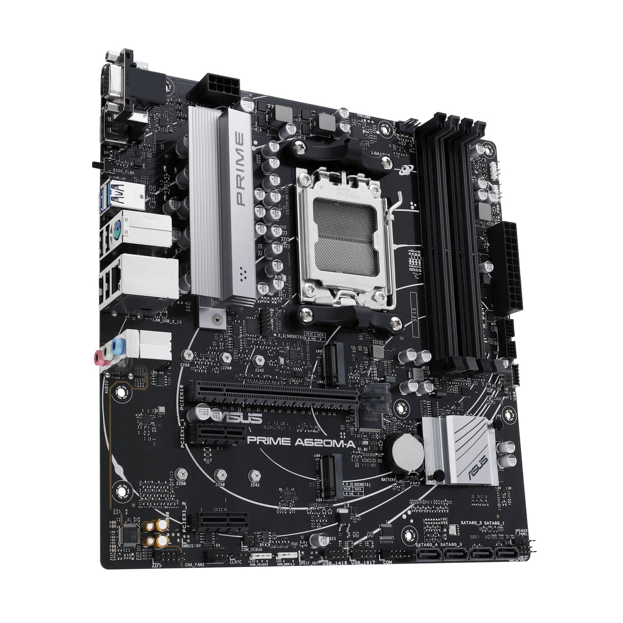 Asus Prime A620M-A-CSM - Modelo corporativo Estable, AMD A620, AM5, Micro ATX, 4 DDR5, VGA, HDMI, DP, GB LAN, PCIe4, 2X M.2