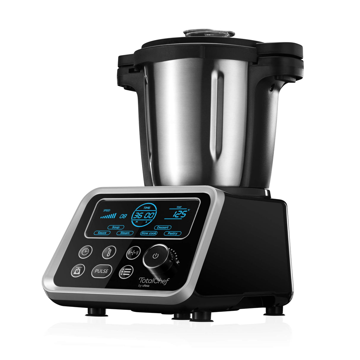 Ufesa Totalchef RK5 Robot de Cocina con Cocción, Varios Programas para Cocinar, 1700 W de Potencia, Pantalla LCD, Jarra con Capacidad de 3,5 L, Recetario y Manual en Italiano, Sin BPA