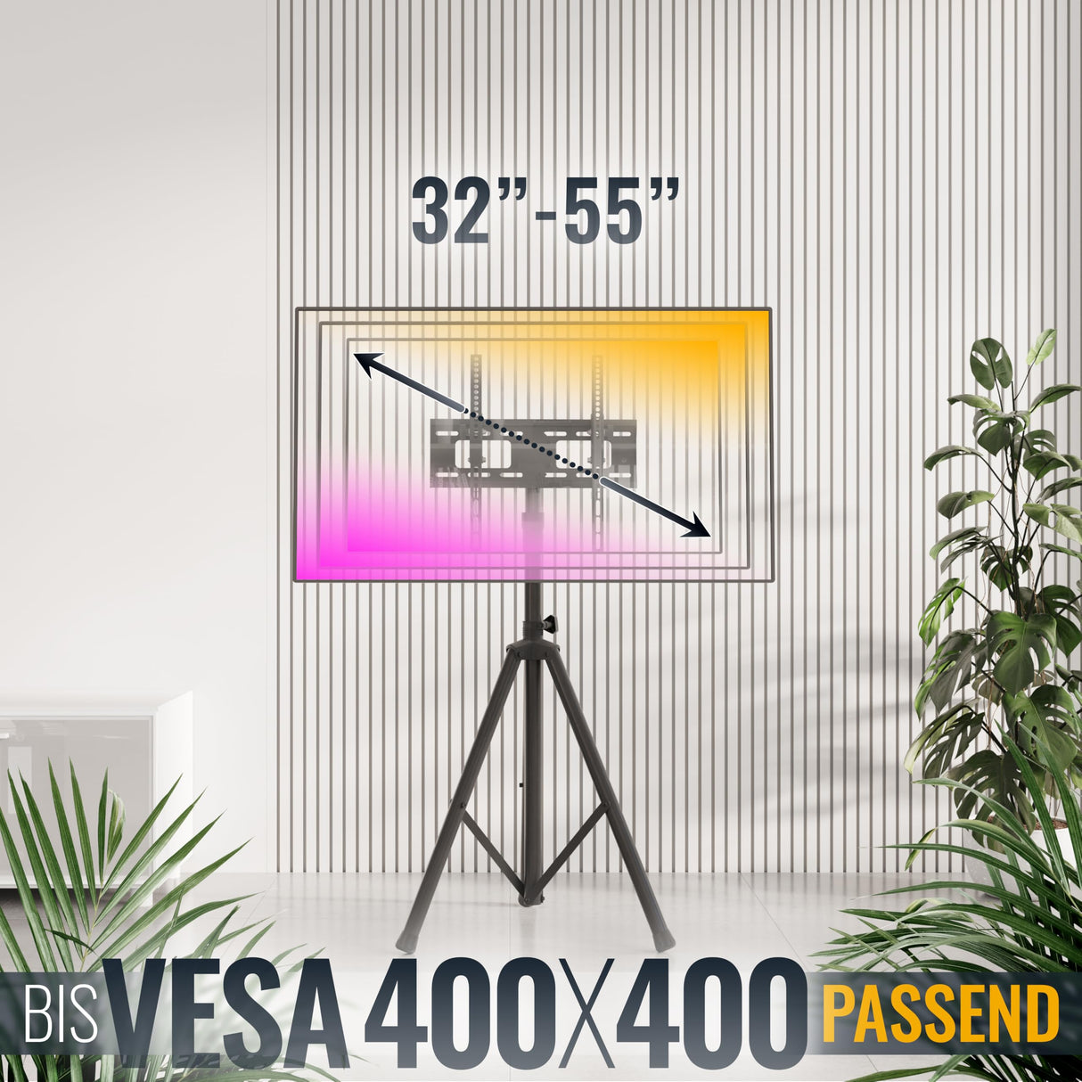 RICOO Soporte TV Base de pie Pedestal Suelo Televisión 32-55" (81–140cm) FS0844 Tripode Inclinable Televisor LED/LCD VESA 200x200-400x400