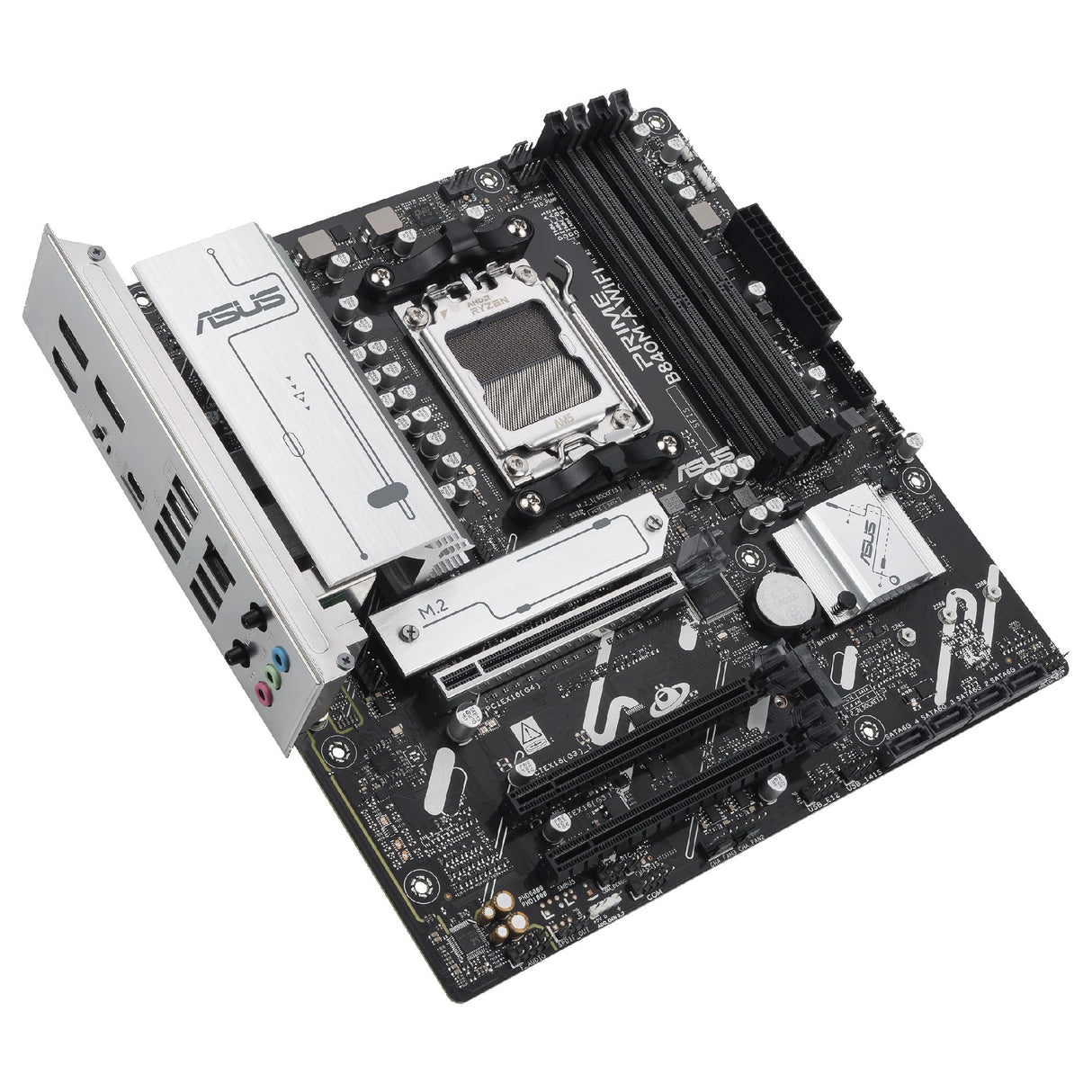 ASUS Prime B840M-A WiFi - Placa Base AMD B840 mATX, DDR5, PCIe 4.0 Ready, Tres Ranuras M.2, Wi-Fi 6E, Realtek 2.5Gb Ethernet, DisplayPort, HDMI, USB Tipo-C 5 Gbps, BIOS Flashback, Aura Sync