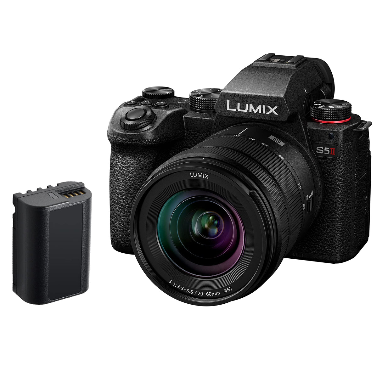 Panasonic LUMIX DC-S5 II, Cámara Sin Lente De Marco Completo, Sin Espejo con Lente de 20-60 mm F3.5-5.6, 4K 60P y 6k 30P Grabación, Pantalla Movible, Wi-Fi, con batería De Repuesto DMW-BLK22, Negro