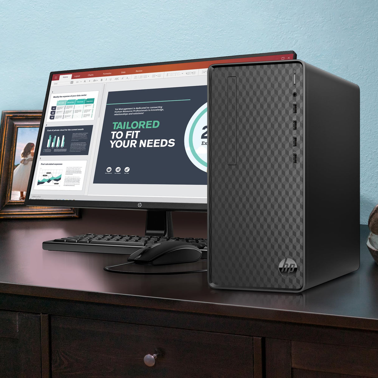 HP Ordenador de sobremesa | AMD Ryzen 5 5600G | 16 GB DDR4 RAM | 512 GB SSD | Unidad gráfica AMD Radeon | Windows 11 Home | Negro