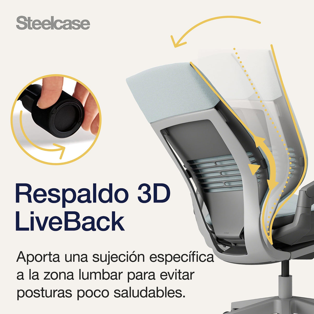 Steelcase Gesture, silla de oficina ergonómica con brazos 360 grados y sujeción lumbar regulable Nube tormenta