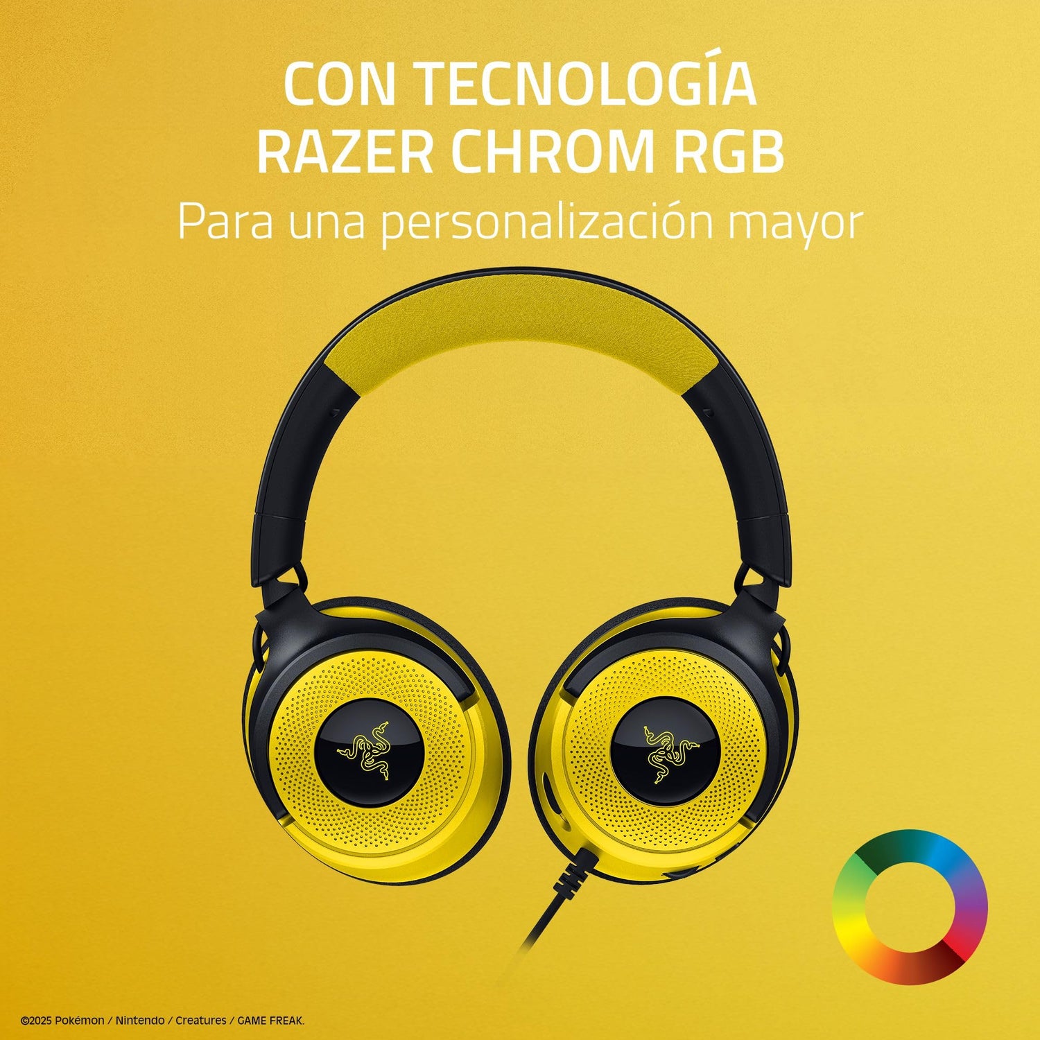 Razer Kraken V4 X Pokémon Edition - Auriculares USB con Cable para Juegos de PC - Controladores 40mm - micrófono cardioide retráctil - Sonido Envolvente - RGB - para PC y Consola | Pokémon Kanto