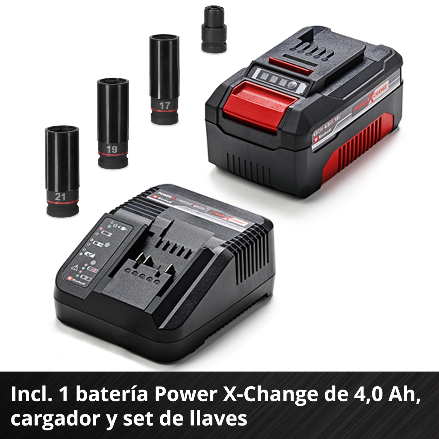 Einhell Professional atornillador de impacto con batería IMPAXXO 18/450 (1x4,0Ah) Power X-Change (18 V, 450 Nm, brushless, alojamiento cuadrado exterior, incl. batería 4 Ah, cargador, juego de llaves)