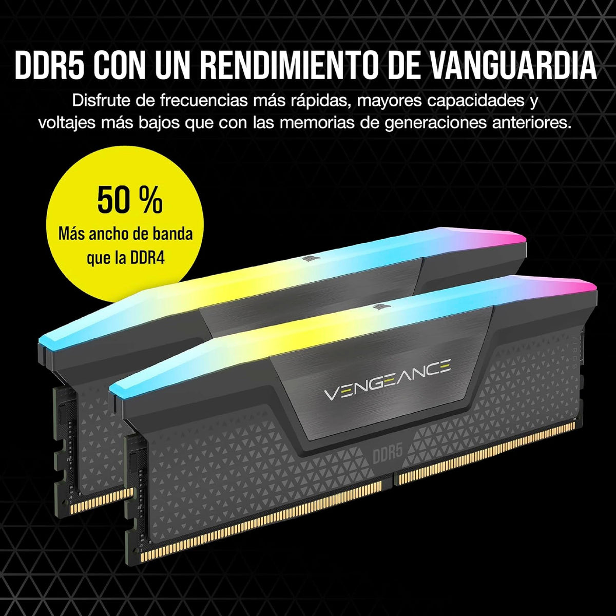 CORSAIR Vengeance RGB DDR5 64GB (2x32GB) DDR5 6000MHz CL30 AMD Expo Intel XMP iCUE Memoria de Ordenador Compatible - Gris (CMH64GX5M2B6000Z30)