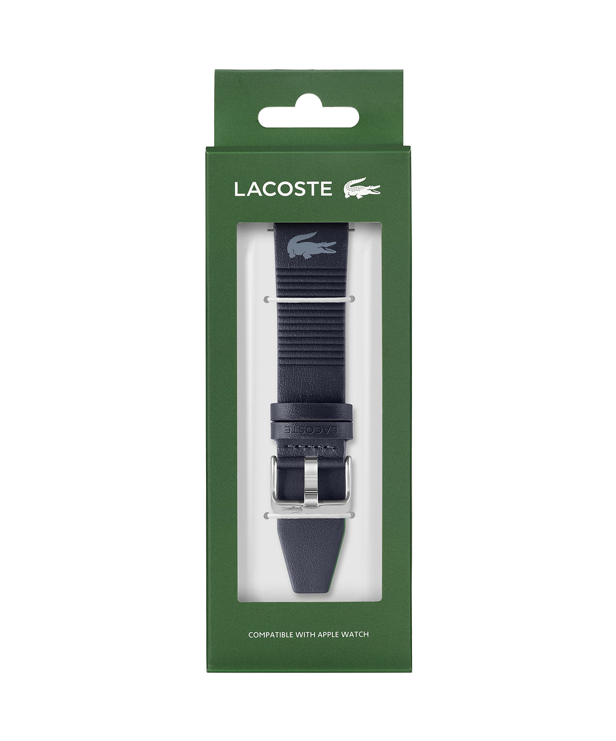 Lacoste Correa Apple Watch para Hombre y Mujer en Cuero Azul Marino con Detalles en Relieve - 2050030