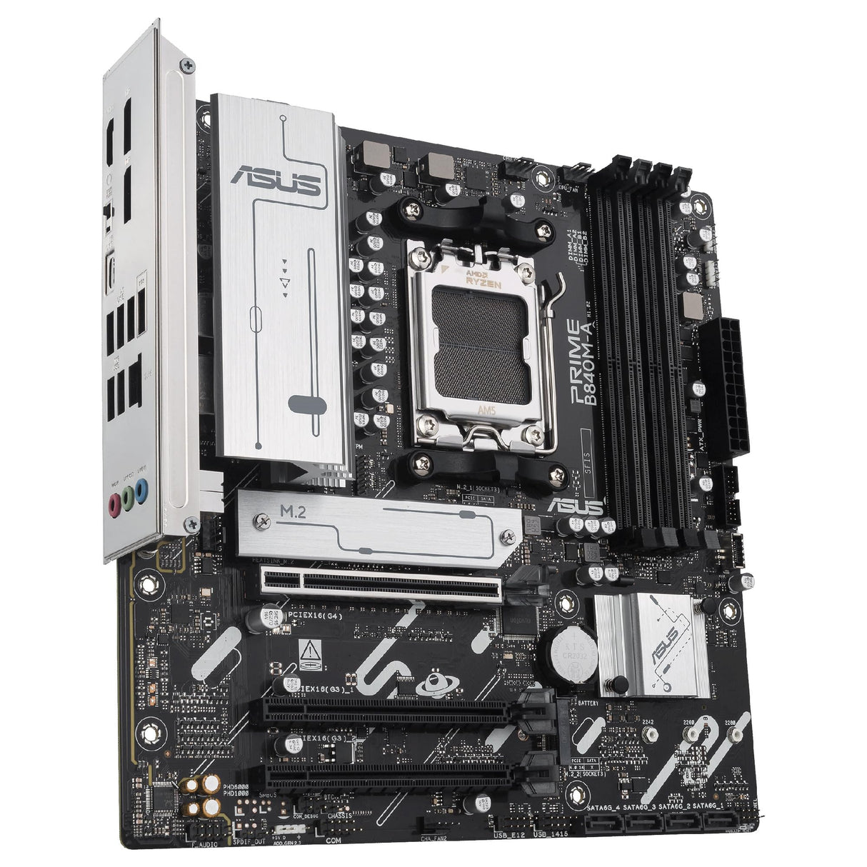 ASUS Prime B840M-A-CSM - Placa Base AMD B840 mATX, DDR5, PCIe 4.0, Tres Ranuras M.2, Realtek 2.5Gb Ethernet, DisplayPort, HDMI, USB Tipo-C a 5Gbps, BIOS Flashback, Aura Sync
