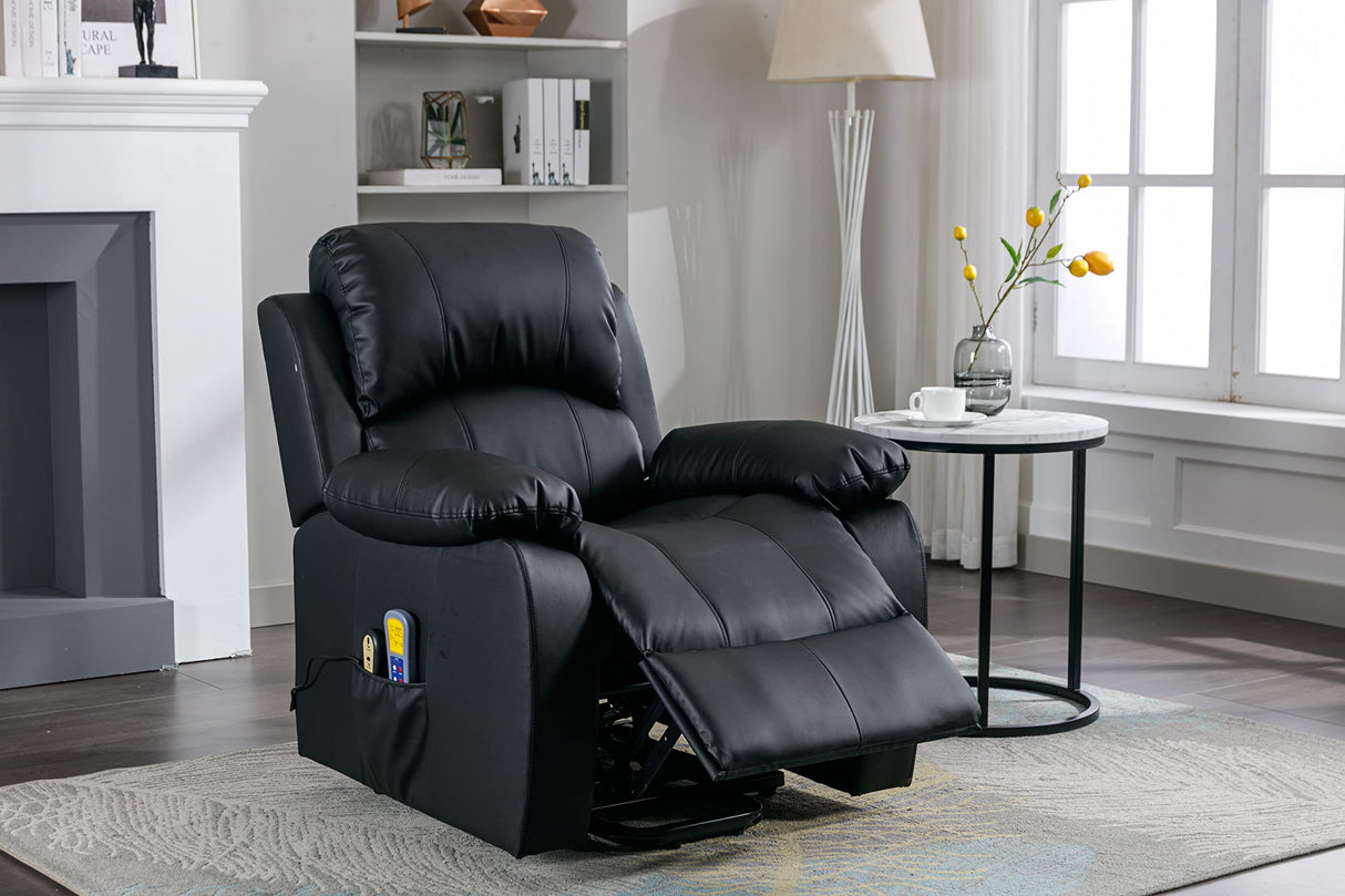 Astan Hogar Sillón Relax con Función Auto-Ayuda (Levanta Personas), Reclinación Eléctrica, Masaje Y Termoterapia, Modelo Ramón AH-AR30930NG, Negro,