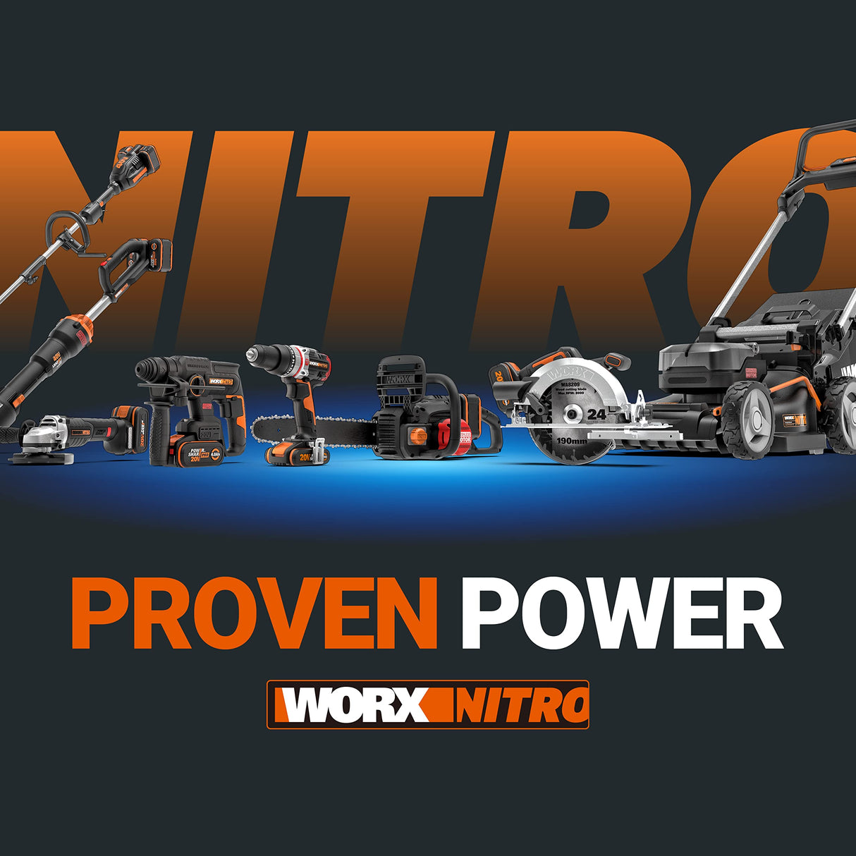 WORX NITRO Mini Motosierra batería 5 Pulgadas WG325E.1, Sierra de poda con pértiga de extensión de 125 cm, Motor sin Escobillas, PowerShare 20V, 1 batería y 1 cargador incluido