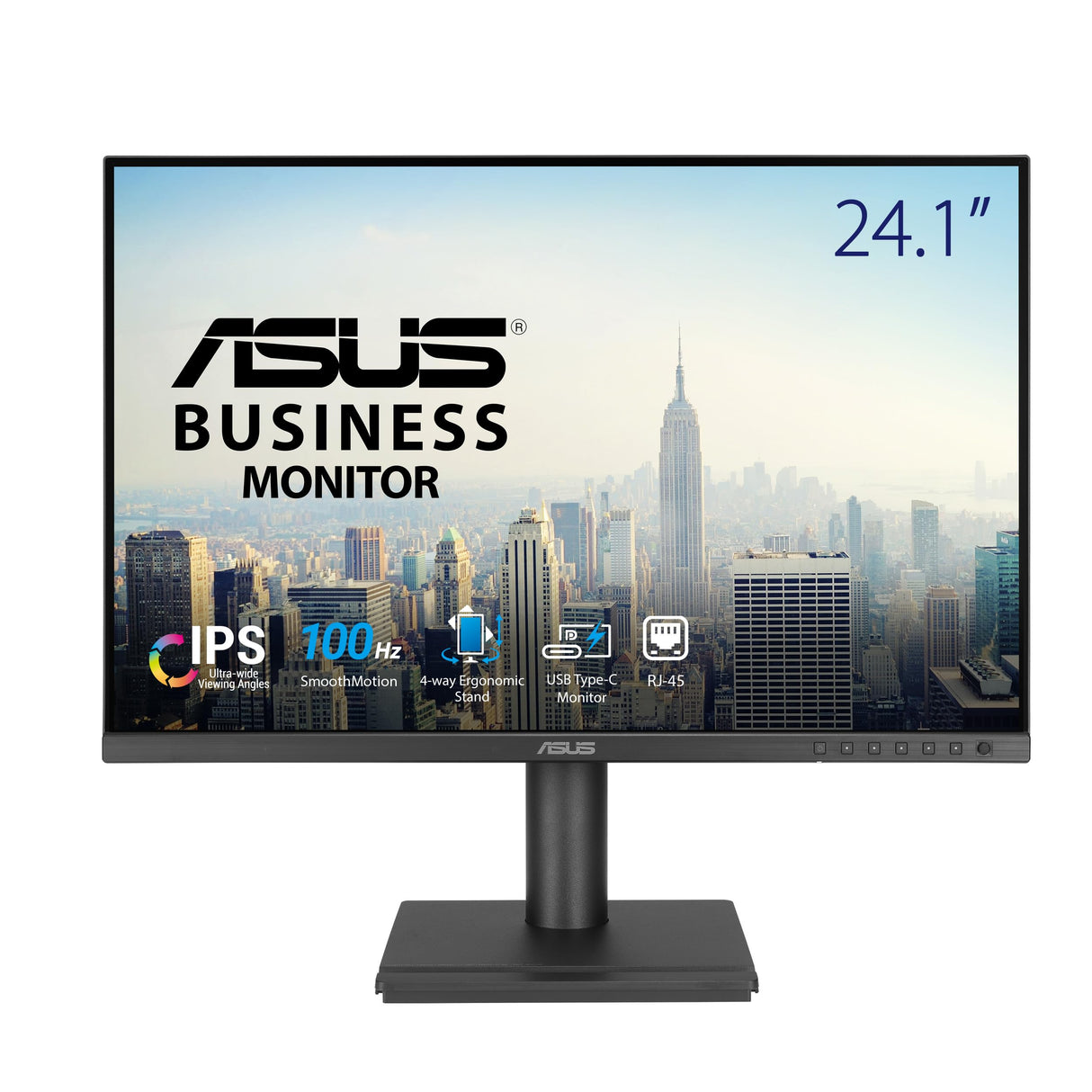 ASUS BE248CFN Monitor Docking de 24.1 Pulgadas, WUXGA 1920x1200, IPS, 100Hz, USB-C Dock, RJ45, diseño ergonómico, HDMI, conexión en Cadena, Eye Care, luz Azul Baja, antiparpadeo, Montaje en Pared