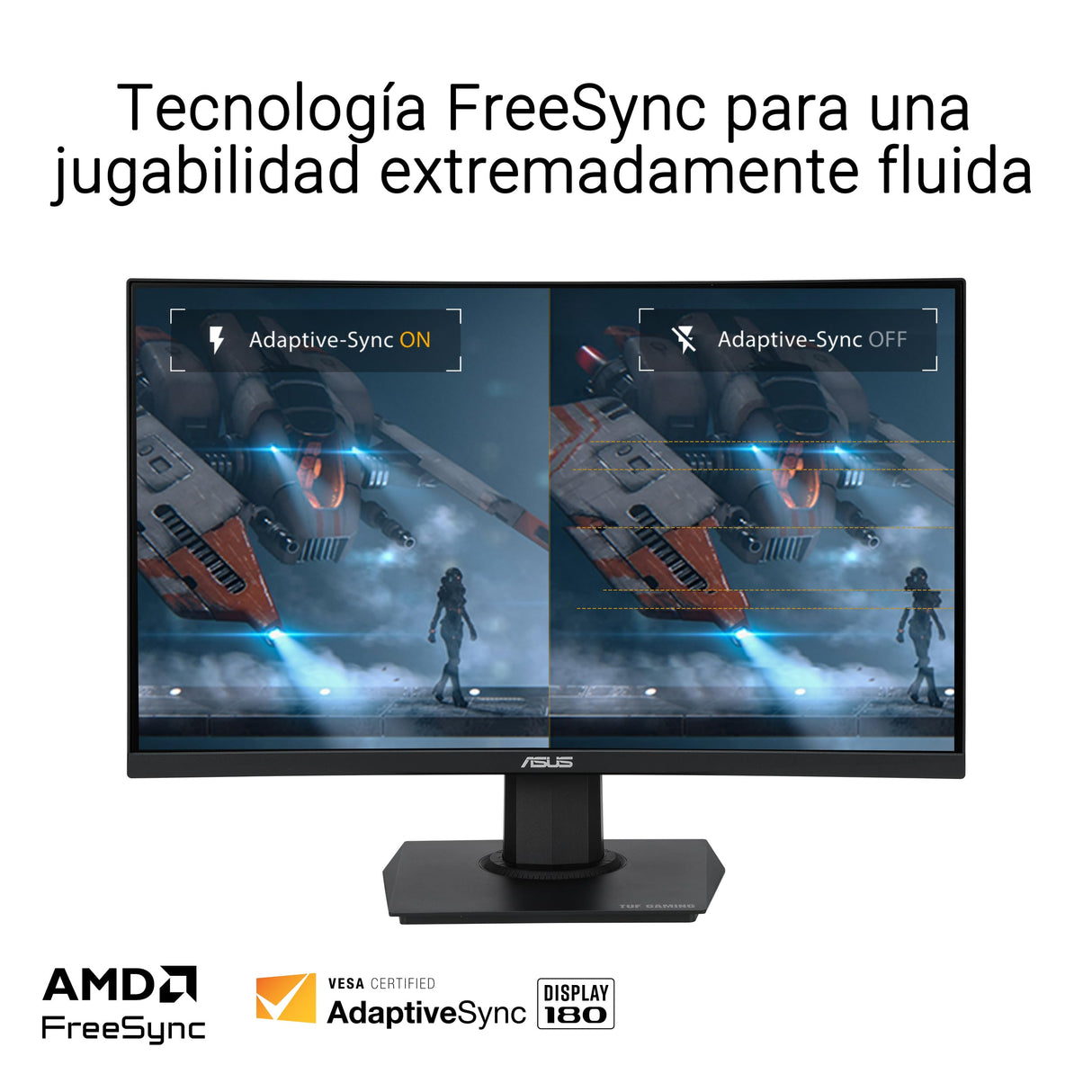 ASUS TUF Gaming VG24VQER - Monitor Gaming de 24 Pulgadas, Full HD, Curvo, 180 Hz, ELMB Sync, FreeSync, 1 ms MPRT, DisplayWidget Center