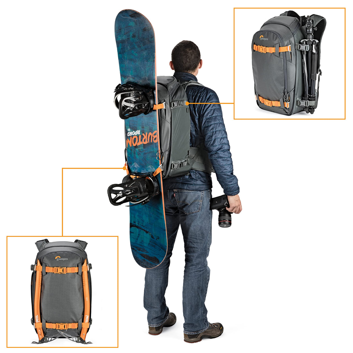 Lowepro Whistler 450 AW II, Mochila Fotográfica, Todo el Año, Tejido Reciclado, Todos los Clima, para Profesionales,Espacio para Portátil de 15", Almohadillas Insertables, Cámara Mirrorless/DSLR, Gris
