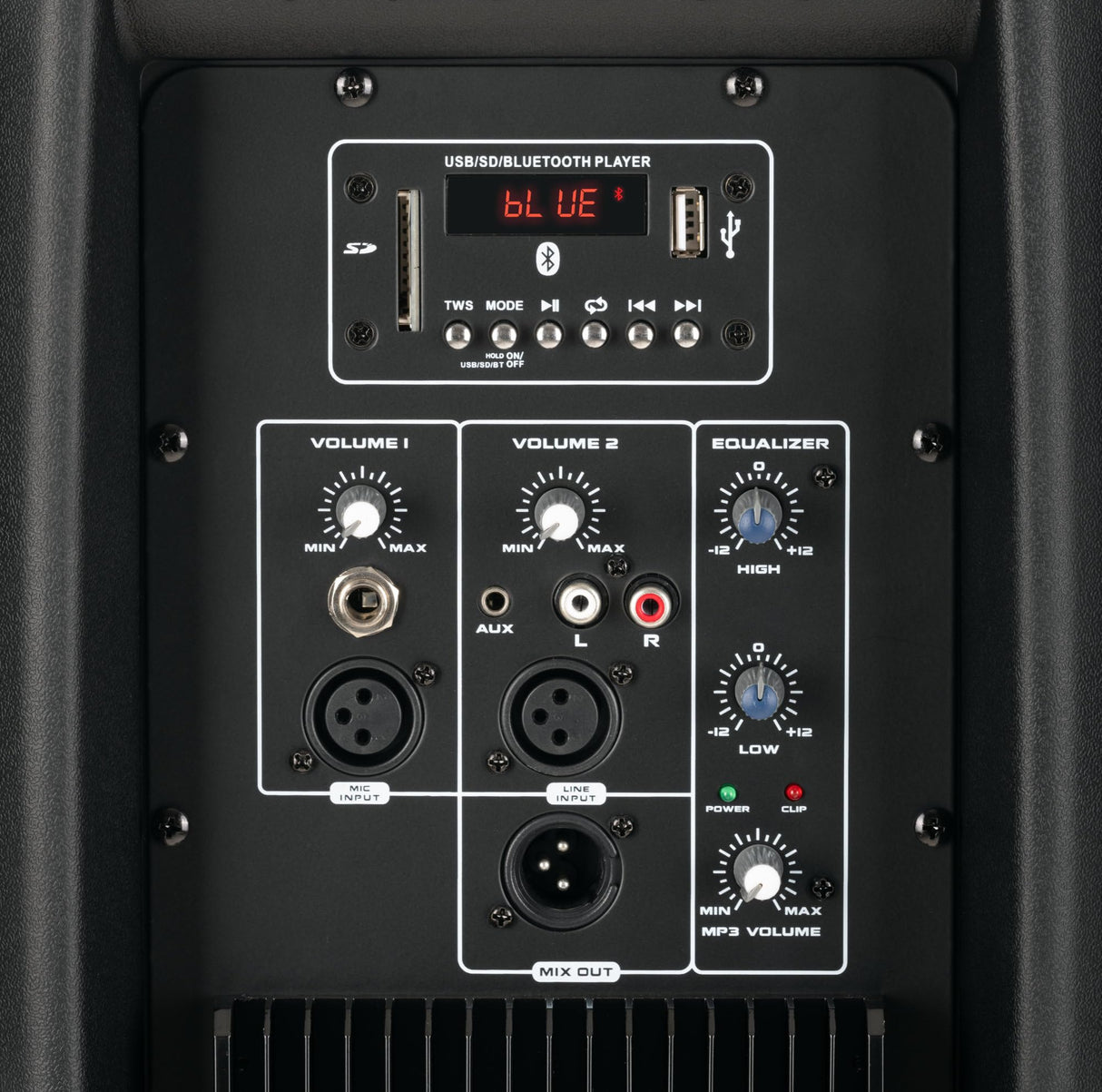Pronomic PH15A Altavoz para Escenario y Conciertos, Altavoz PA Activo, Caja PA Móvil para Llevar, (Reproductor MP3 USB/SD/Bluetooth, 200 W RMS / 350 W Pico, Woofer de 15", Tweeter de 1,35"), Negro