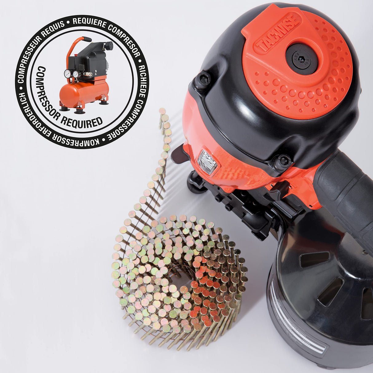 TACWISE FCN55V Clavadora Neumática de Bobina, Utiliza Clavos en Bobina Plana y Cónica de 25 a 57 mm