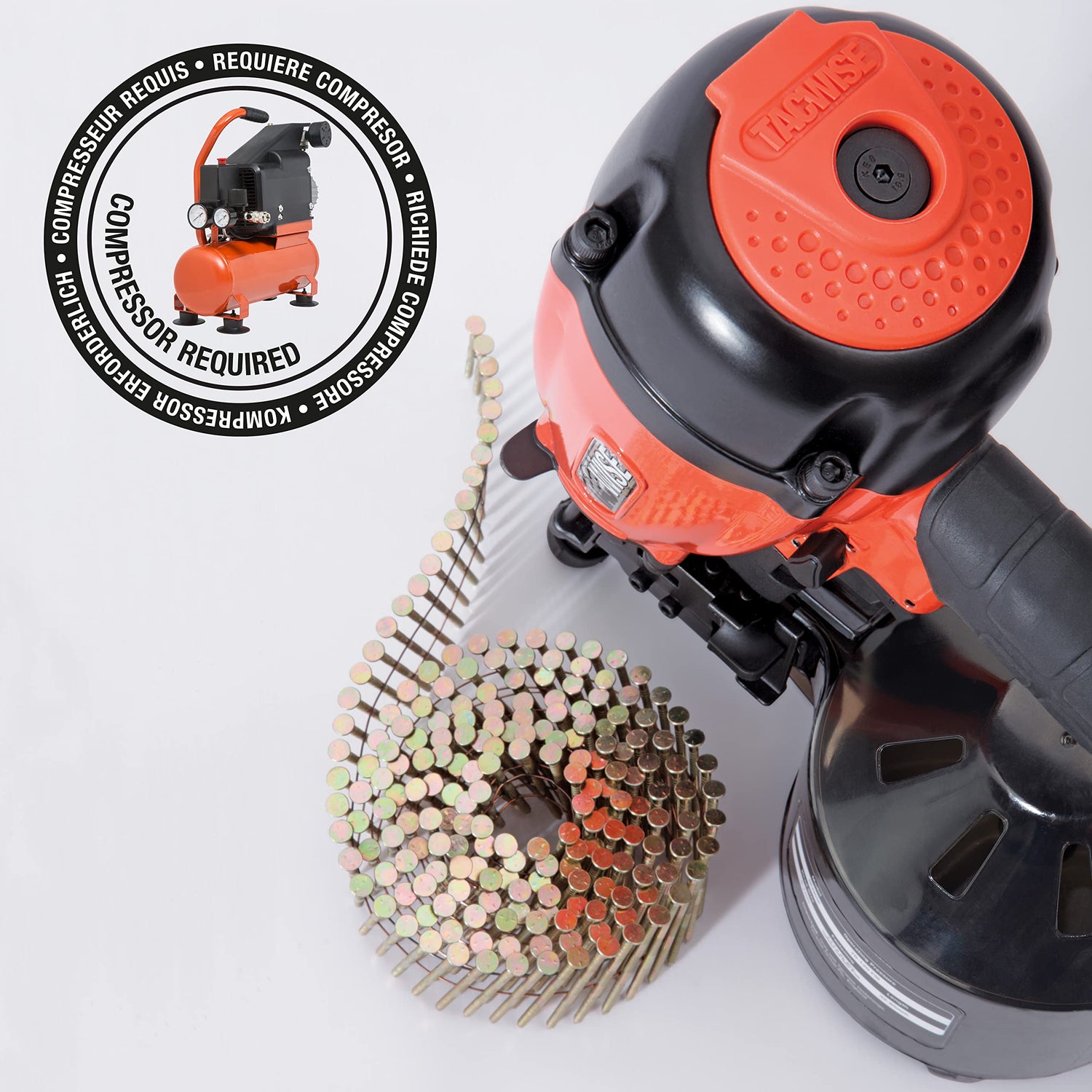 TACWISE FCN55V Clavadora Neumática de Bobina, Utiliza Clavos en Bobina Plana y Cónica de 25 a 57 mm