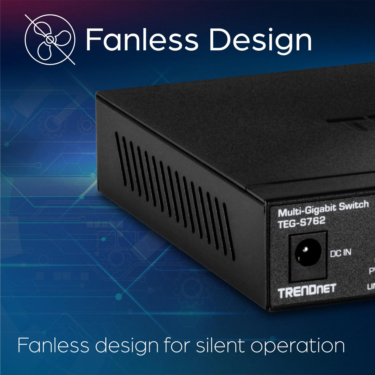 TRENDnet, TEG-S762, Conmutador de 6 Puertos 10G, 4 Puertos 2.5G RJ-45 Base-T, 2 Puertos 10G RJ-45, Capacidad de conmutación de 60 Gbps, Montaje en Pared, Conexiones de Red de 10 Gigabit, Negro