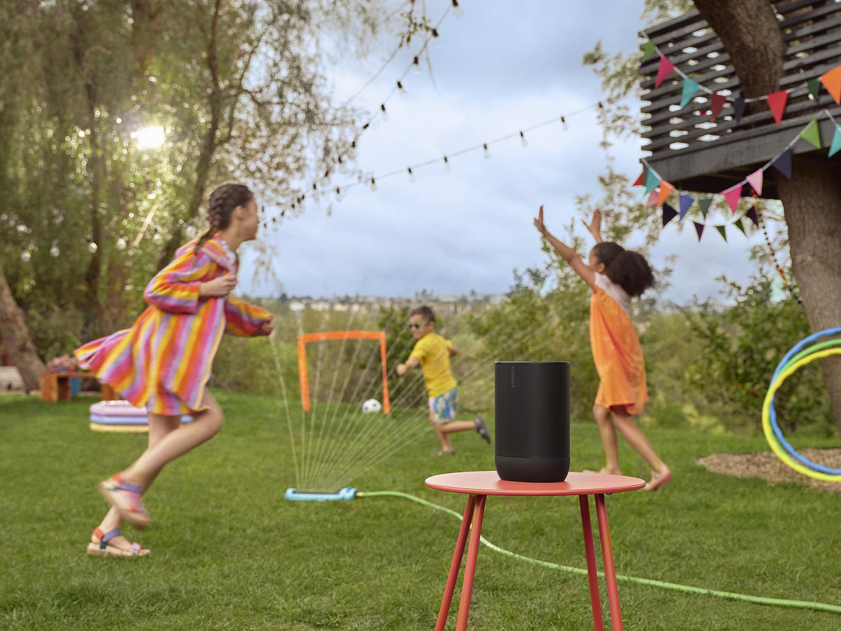Sonos Move 2 | Altavoz portátil inalámbrico con Wi-Fi, Bluetooth, Amazon Alexa, 24 Horas de autonomía y Base de Carga inalámbrica - Negro
