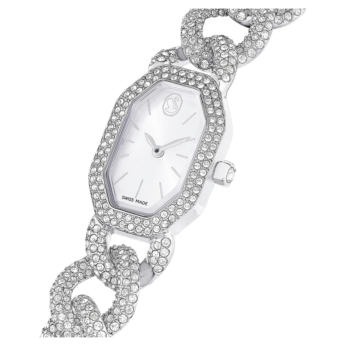 Swarovski Reloj Dextera Chain, Fabricado en Suiza, Pulsera de Cristal, Tono Plateado, Acero Inoxidable