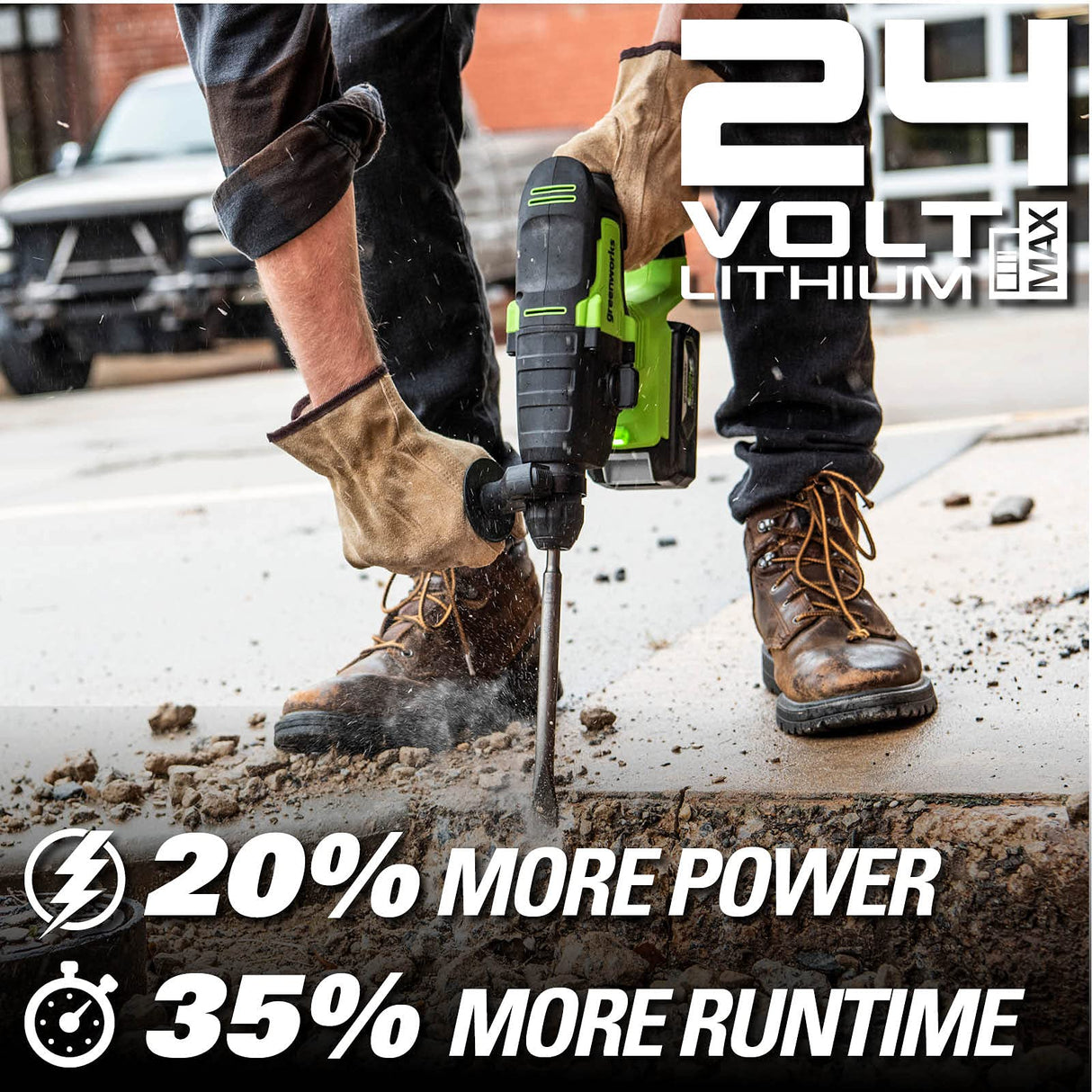 Greenworks 2.1 J Brushless Rotary Hammer 1*4AH Batteries & charger & bag