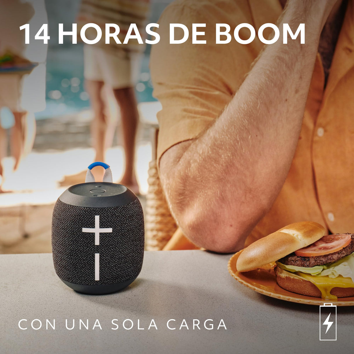 Ultimate Ears WONDERBOOM 4, Altavoz Bluetooth portátil Resistente al Agua con Graves potentes y Sonido de 360 Grados, Altavoz Flotante a Prueba de Polvo con Radio de acción de 40 m - Negro
