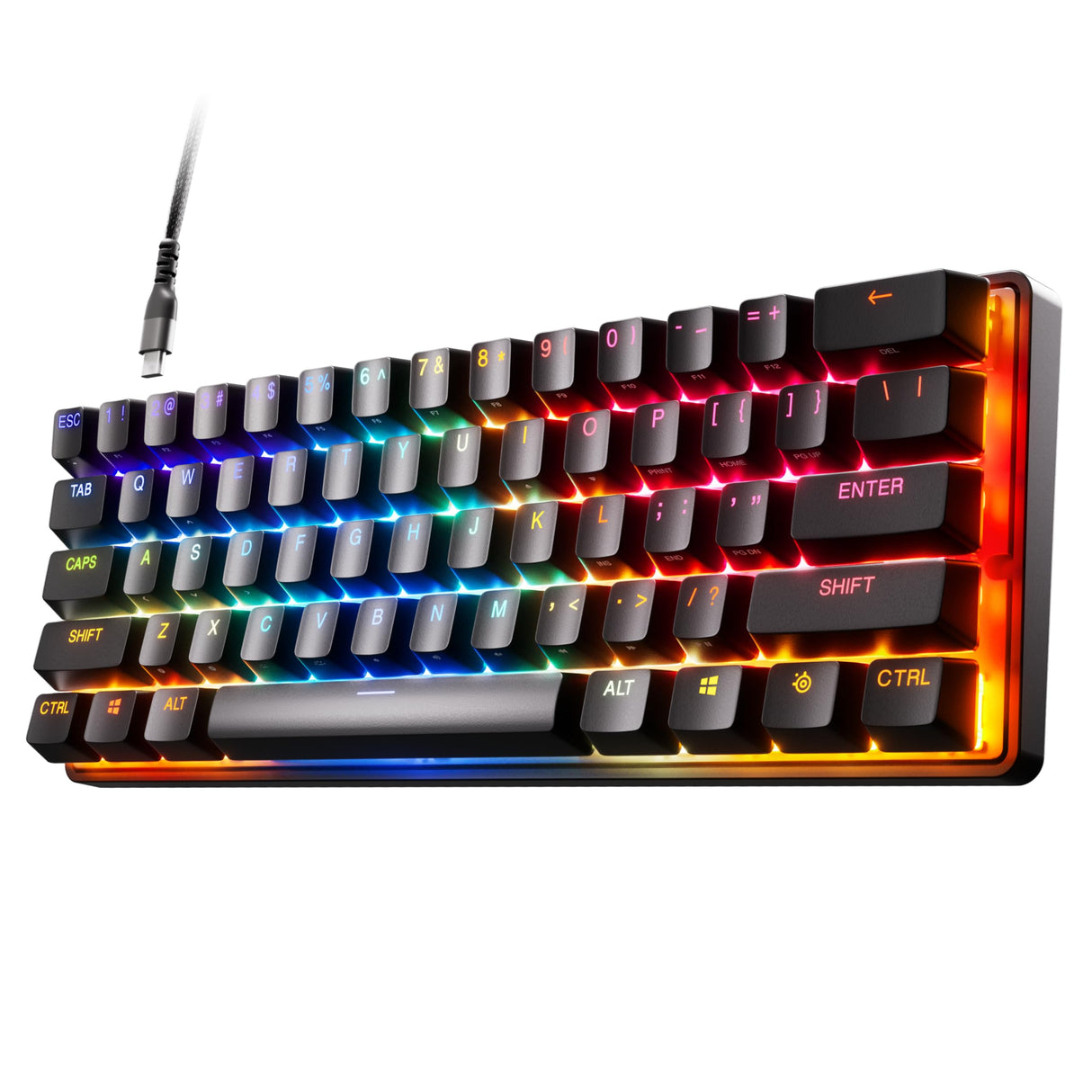 SteelSeries Apex Pro Mini teclado gaming HyperMagnetic – El teclado más rápido del mundo – Accionamiento ajustable – Factor forma compacto 60 % – RGB – Teclas PBT – USB-C – Teclado inglesa (QWERTY)