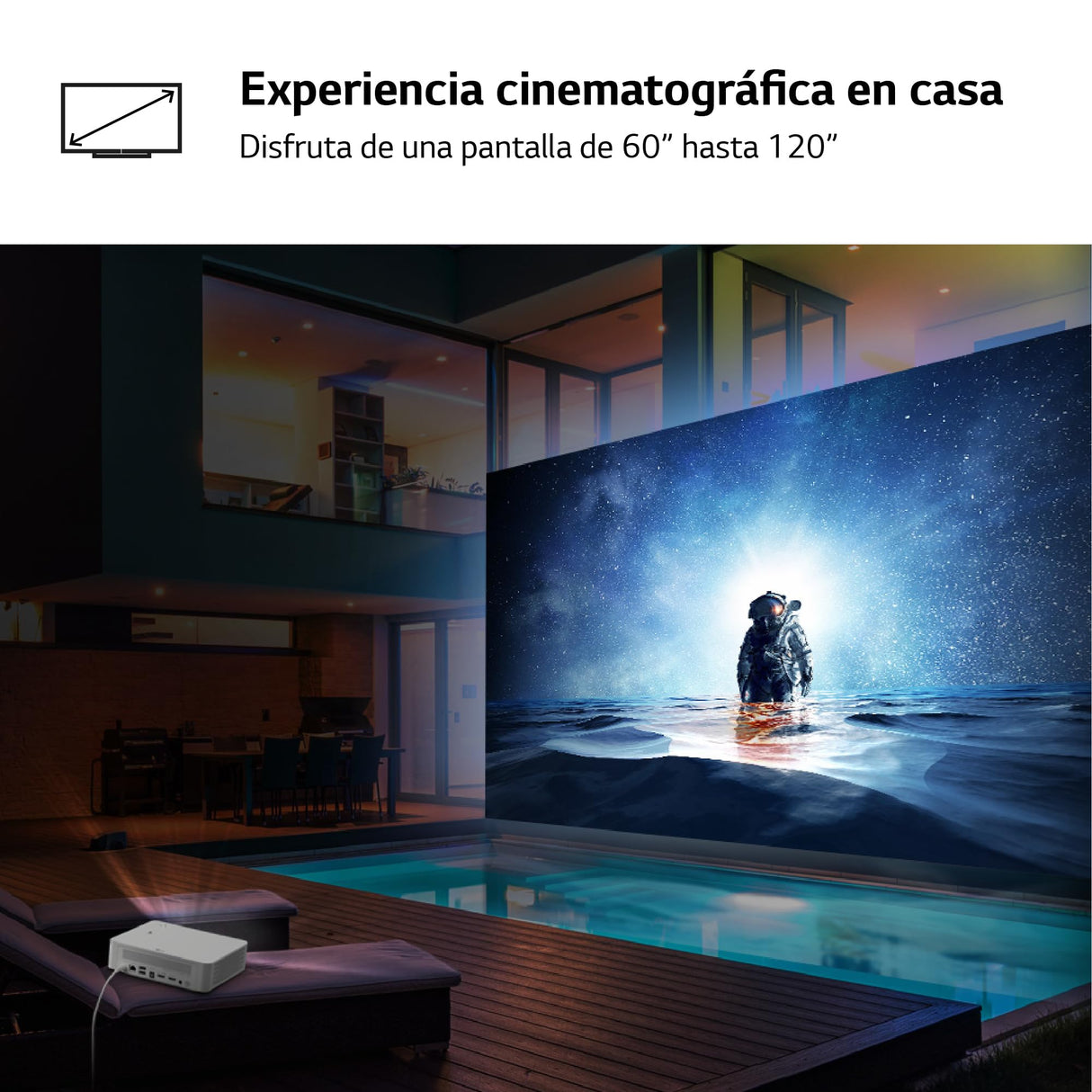 LG CineBeam PF610P - Proyector Full HD con SmartTV, hasta 120'', WebOS 5.0, Lámpara LED RGBB, 1.000 lúmenes, Resolución 1920x1080, HDR10, 150.000:1, Conectividad Inalámbrica, Color Blanco
