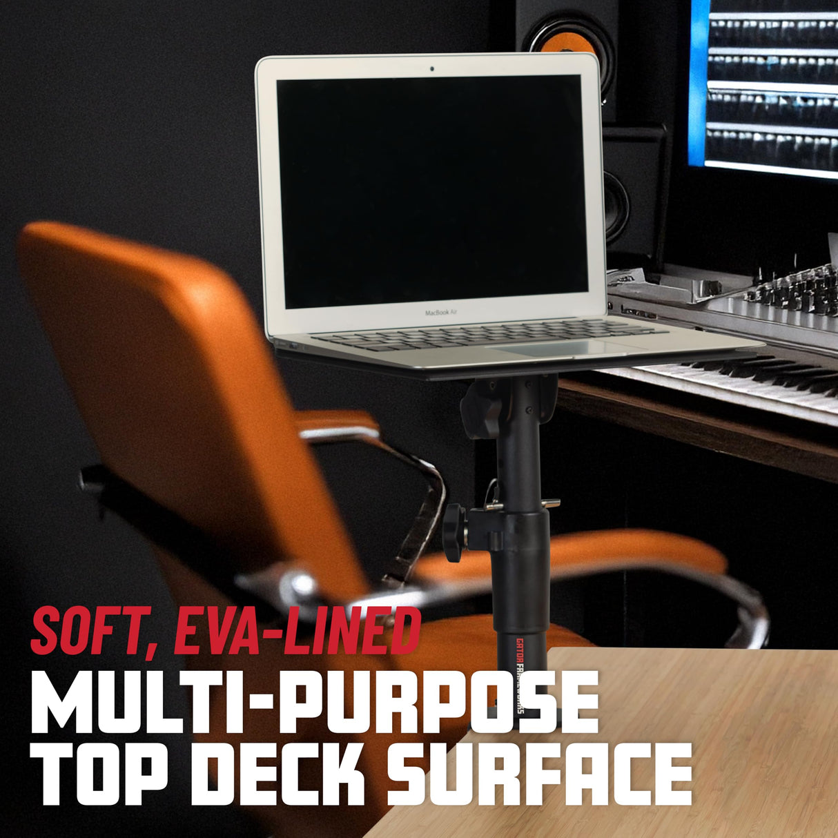 Gator Frameworks Soportes de escritorio con pinza para monitor de estudio y altavoz con superficie acolchada de espuma EVA, ángulo ajustable de 0° a 15° - Juego de 2 (GFWSPKSTMNDSKCMP)