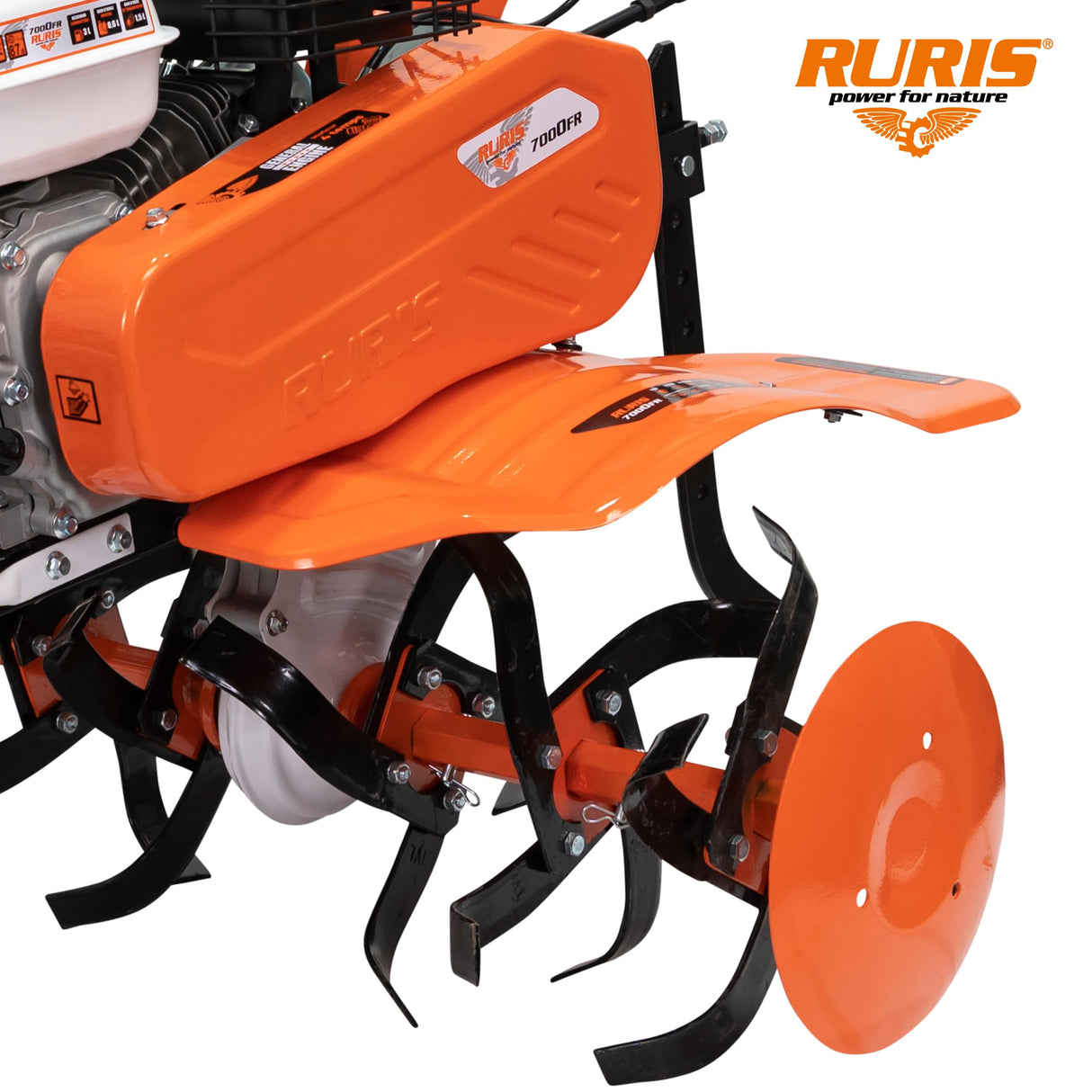 RURIS POWER FOR NATURE Motobinosa 7000 FR, 7 CH, 24 Fresas, Ancho de Trabajo 560-830 mm, manillares Ajustables +Tope + Lote contrapeso 10 kg