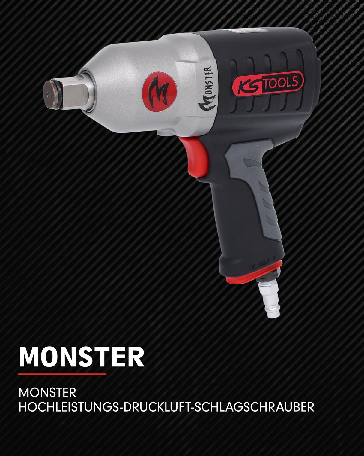 KS Tools 515.3785 Atornillador de impacto neumático de alta potencia de 3/4" MONSTER, 1690 Nm