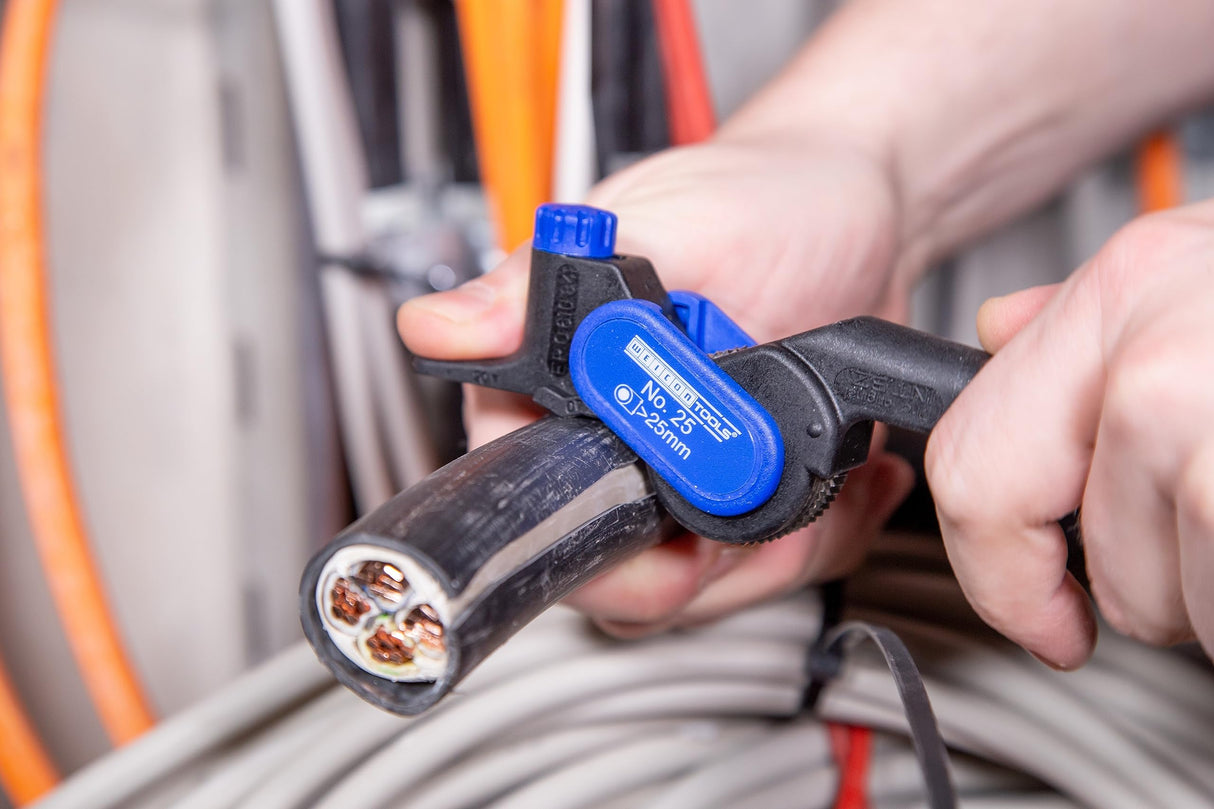 WEICON TOOLS Pelador de Cubierta Exterior No. 25 | Para cubiertas de hasta 5 mm | Cortes redondos y longitudinales