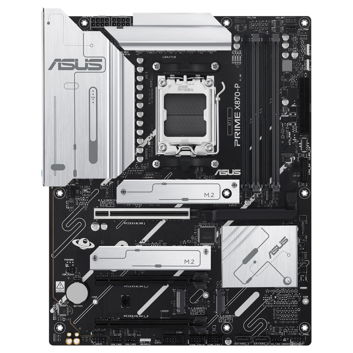 ASUS Prime X870-P - Placa Base AMD ATX, 14+2+1(80A) etapas de alimentación, PCIe 5.0 x16 Compatible con GPU de última generación, 4X M.2, DDR5, PCIe Q-Release