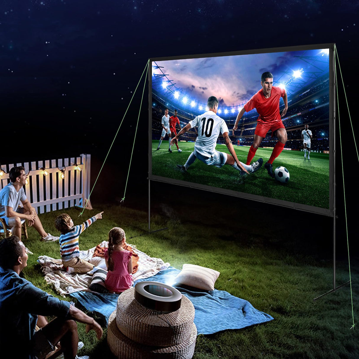 VEVOR Pantalla de Proyector de Pie 120" 16:9 HD Pantalla de Proyección Portátil de Doble Cara Antiarrugas Amplio Ángulo de Visión con Bolsa de Almacenamiento para Proyector de Vídeo de Cine en Casa