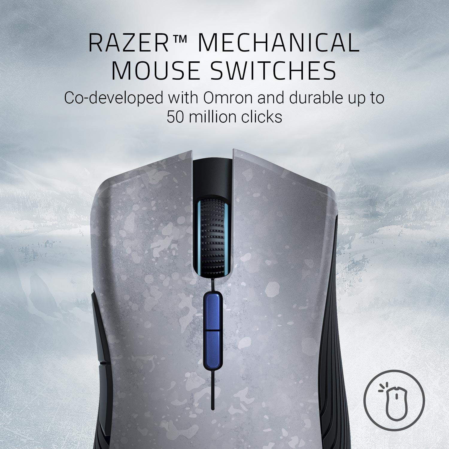 Razer Mamba Wireless Gears of War 5 Edition Ratón Gaming, Sensor Óptico de 16.000 DPI, para Juegos, 7 Botones Programables, Interruptores Mecánicos, Hasta 50 Horas de Duración de la Batería, Gris