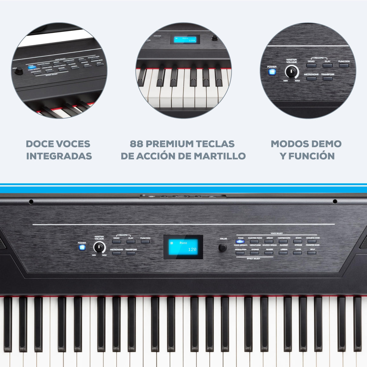Alesis Recital Pro Piano Eléctrico 88 Teclas Contrapesadas con Altavoces, Lecciones de Piano, Metrónomo y 12 Kits de Sonidos