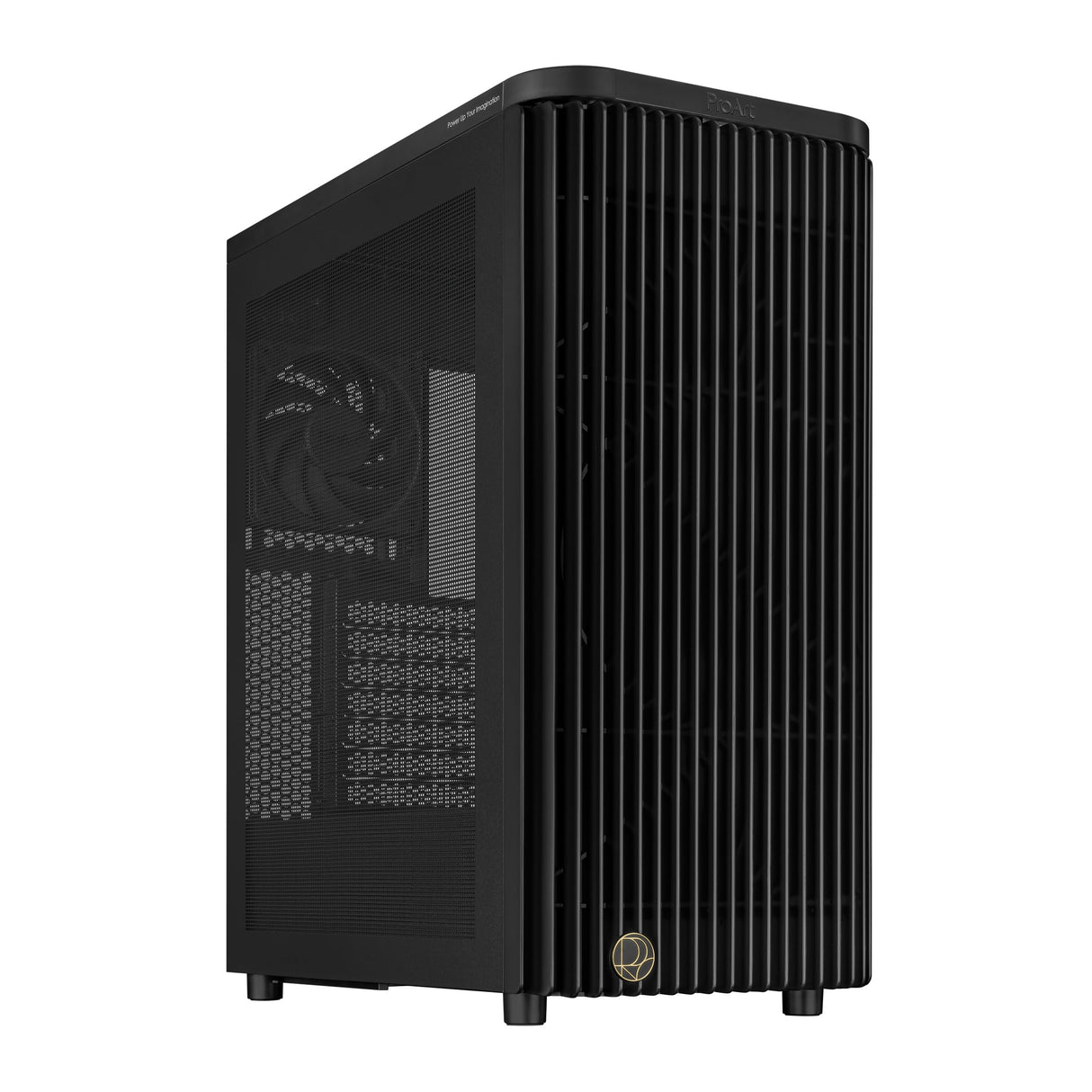 ASUS ProArt PA401, Chasis ATX con Panel de Malla, Compatible con GPU de hasta 314 mm, Dos Ventiladores de 160 mm, Bloqueo del Panel Lateral, Soporte para Fuente de alimentación extraíble