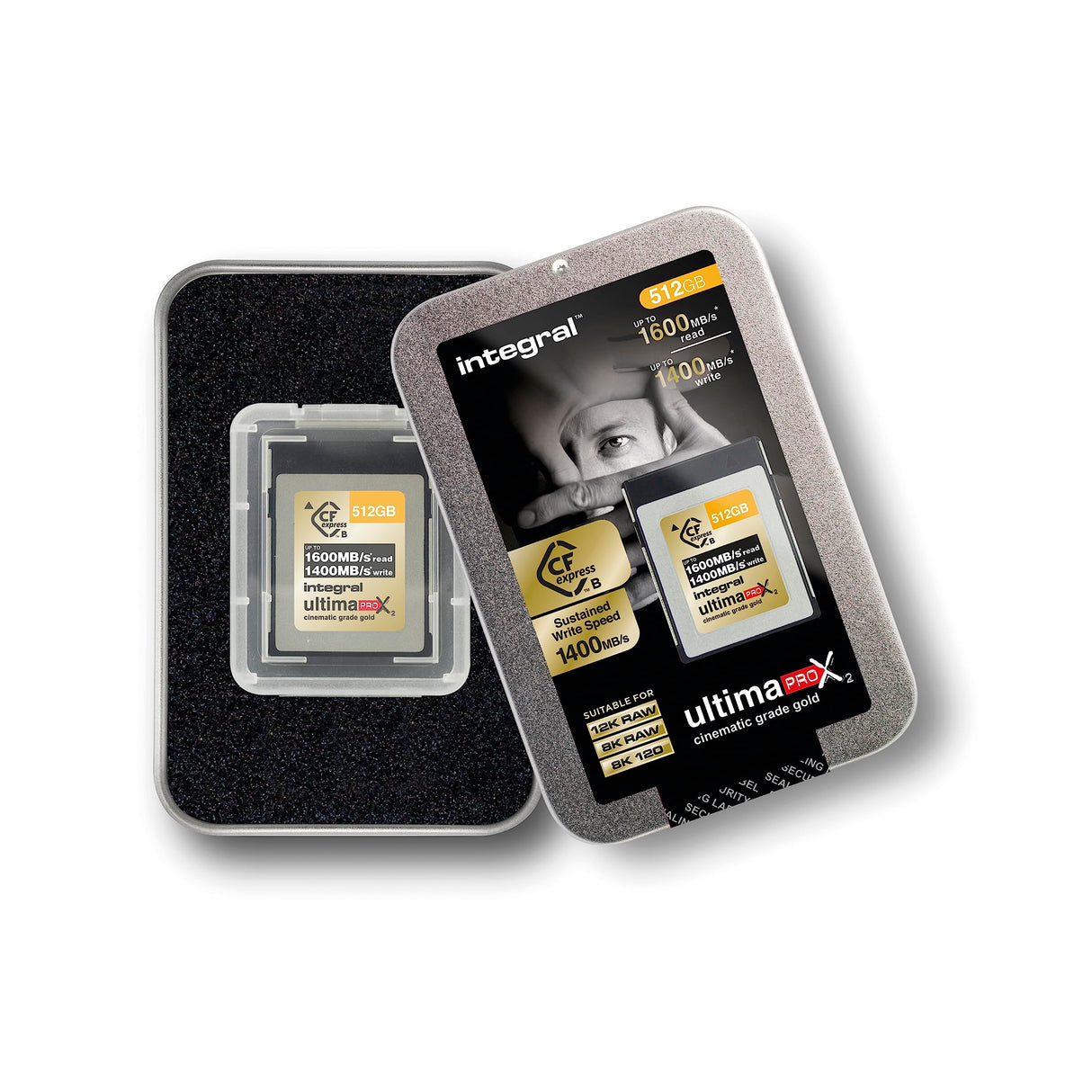 Integral 512GB Tarjeta de Memoria CFexpress Tipo B 2.0 12K & 8K Raw y 8K 120 diseñada para cámaras cinematográficas y DSLR avanzadas con Alta Velocidad de Escritura sostenida mín. 1400MB/s