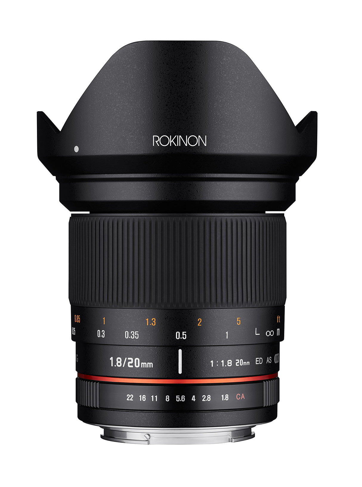 Rokinon 20 mm f/1,8 – 22 Fijo Prime 20 mm Gran Angular, Lente Negro (Modelo RK20MAF-N)