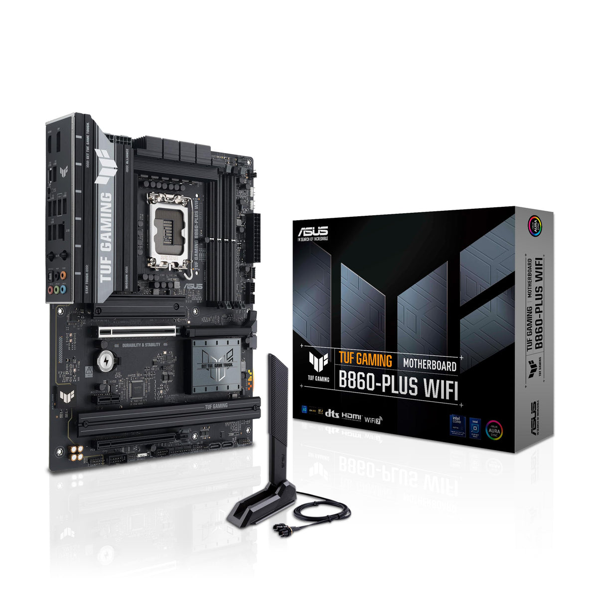 ASUS TUF Gaming B860-PLUS WiFi, Placa Base Intel ATX, 12+1+2+1 80A etapas de alimentación DrMOS, DDR5, PCIe 5.0, 3 Ranuras M.2, Wi-Fi 7, Realtek 2.5Gb Ethernet, DisplayPort, USB Tipo-C 20Gbps